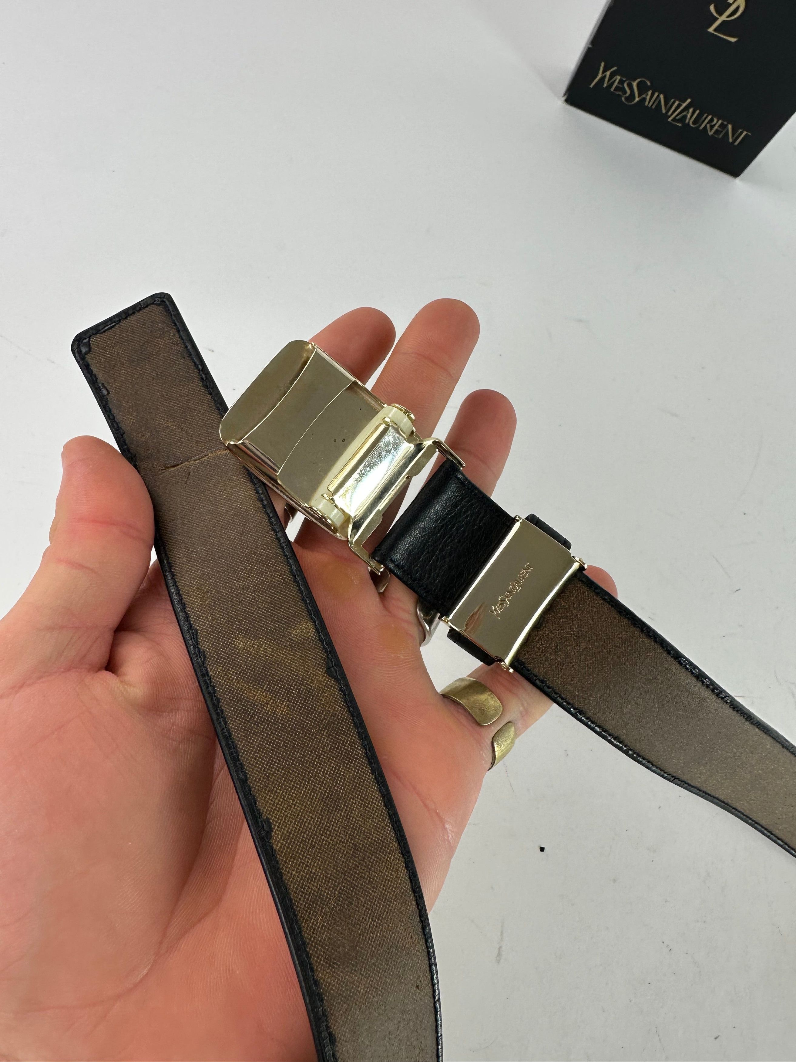 Other Vintage Yves Saint Laurent Snake Emblossed Leather Belt Blac Size ONE SIZE - 5 Thumbnail