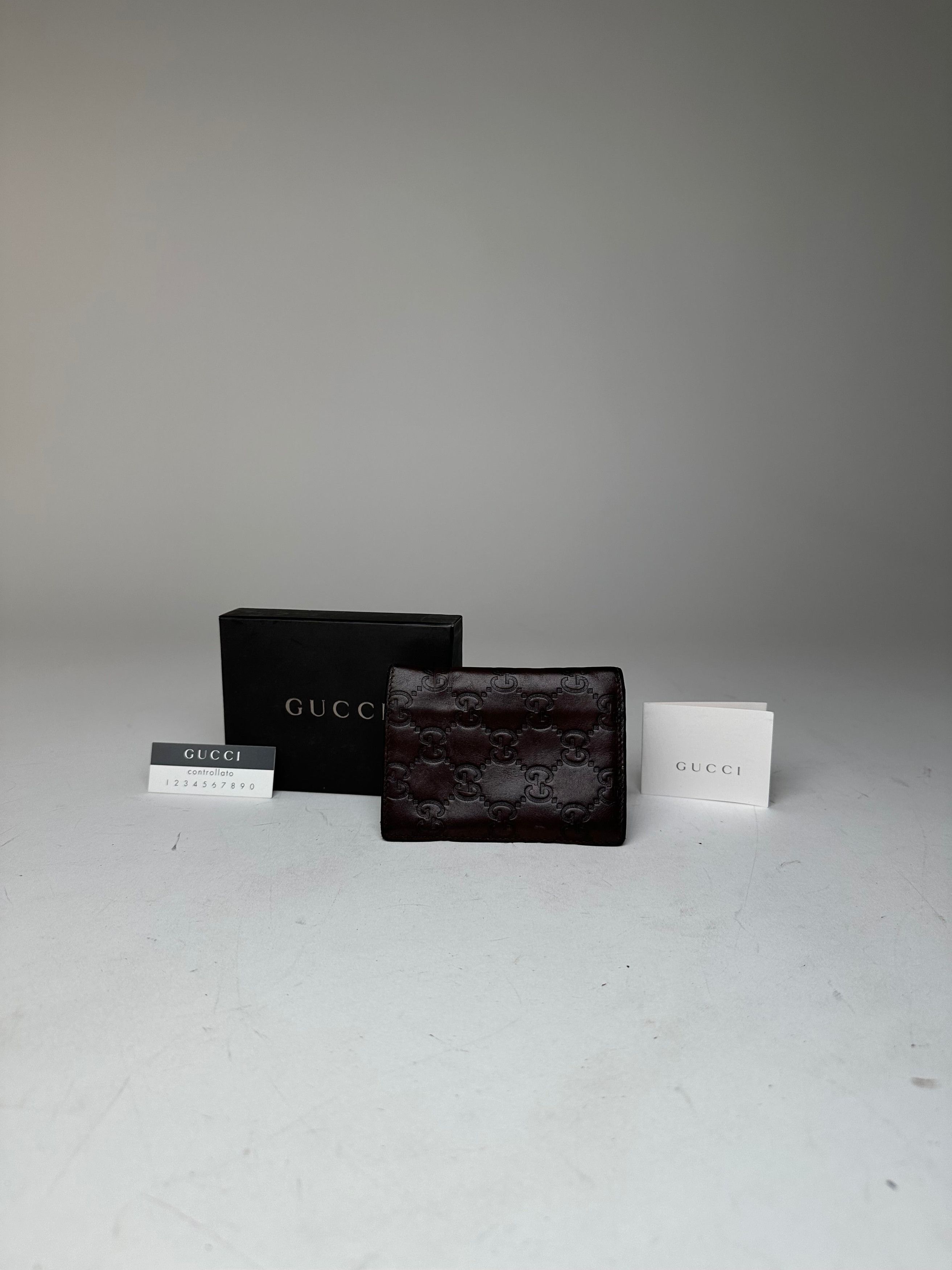 Gucci Vintage Monogram Leather Card Holder Brown Size ONE SIZE - 3 Thumbnail