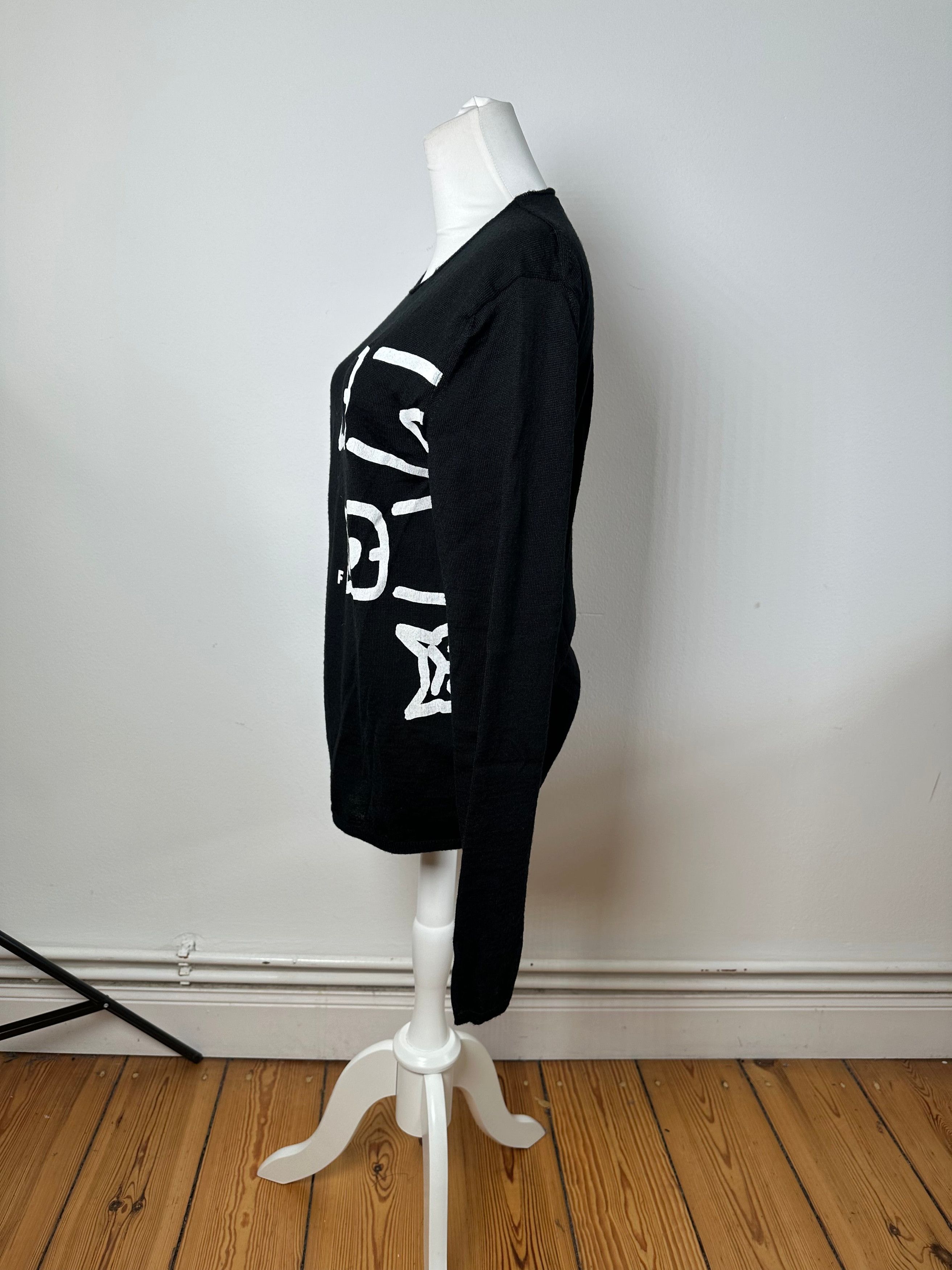 Comme des Garcons Vintage Comme Des Garçons Wool Crewneck Black white M Size S / US 4 / IT 40 - 2 Thumbnail