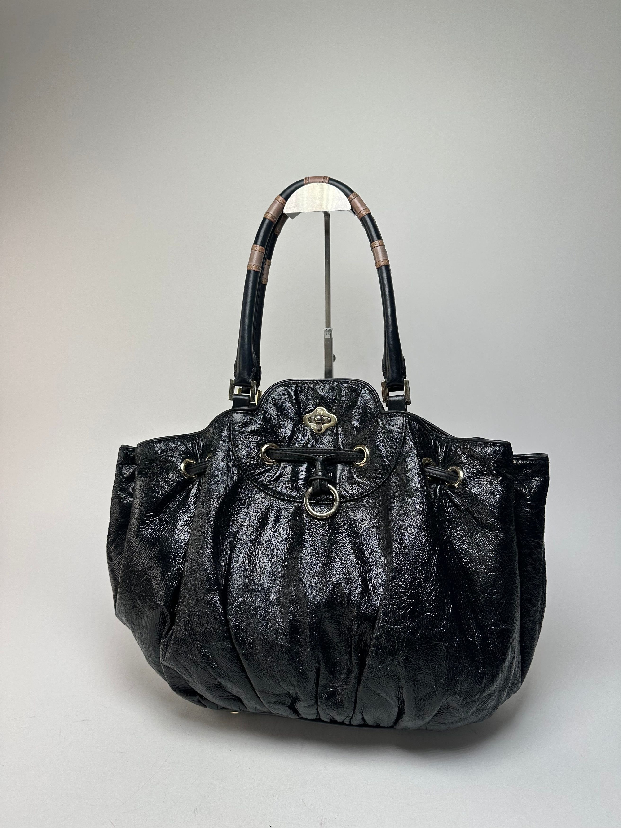 Emilio Pucci Vintage Patent Leather Handbag Black Size ONE SIZE - 12 Thumbnail