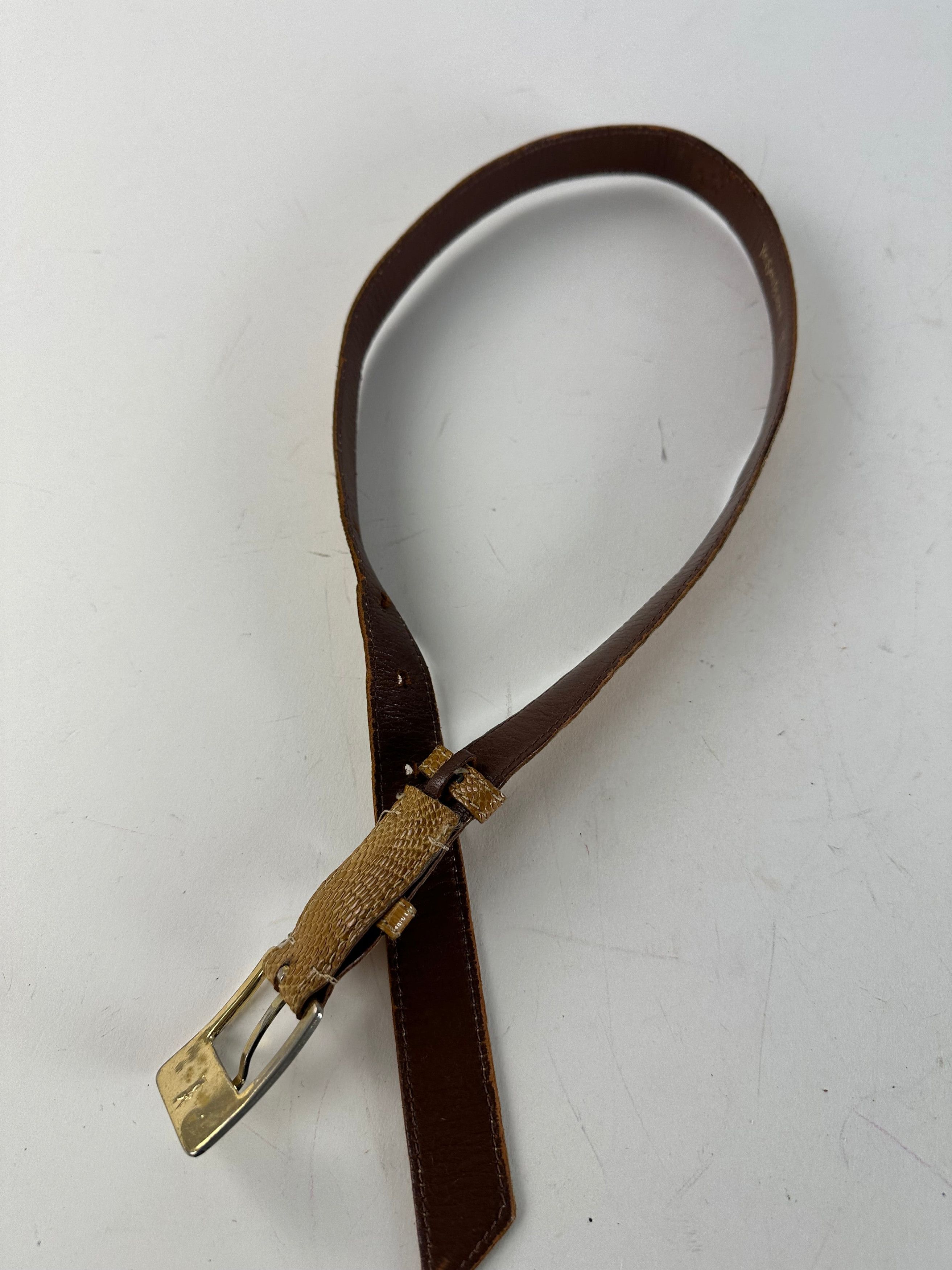 Other Vintage Yves Saint Laurent Snakeskin Belt Brown Size ONE SIZE - 8 Thumbnail