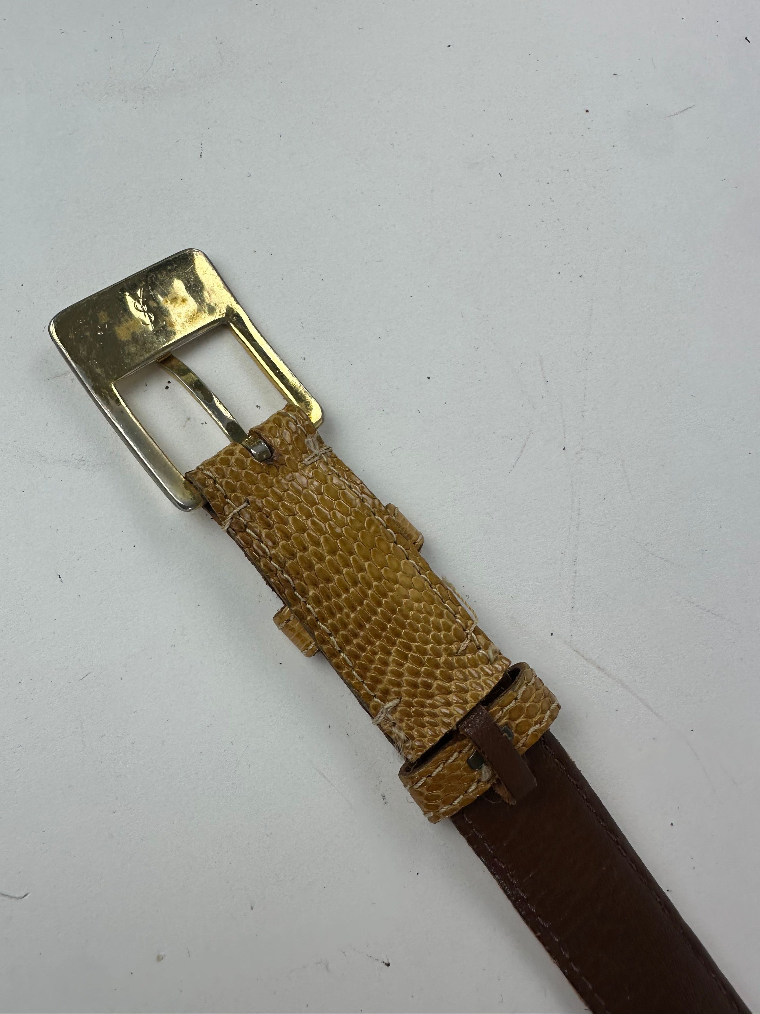 Other Vintage Yves Saint Laurent Snakeskin Belt Brown Size ONE SIZE - 4 Thumbnail