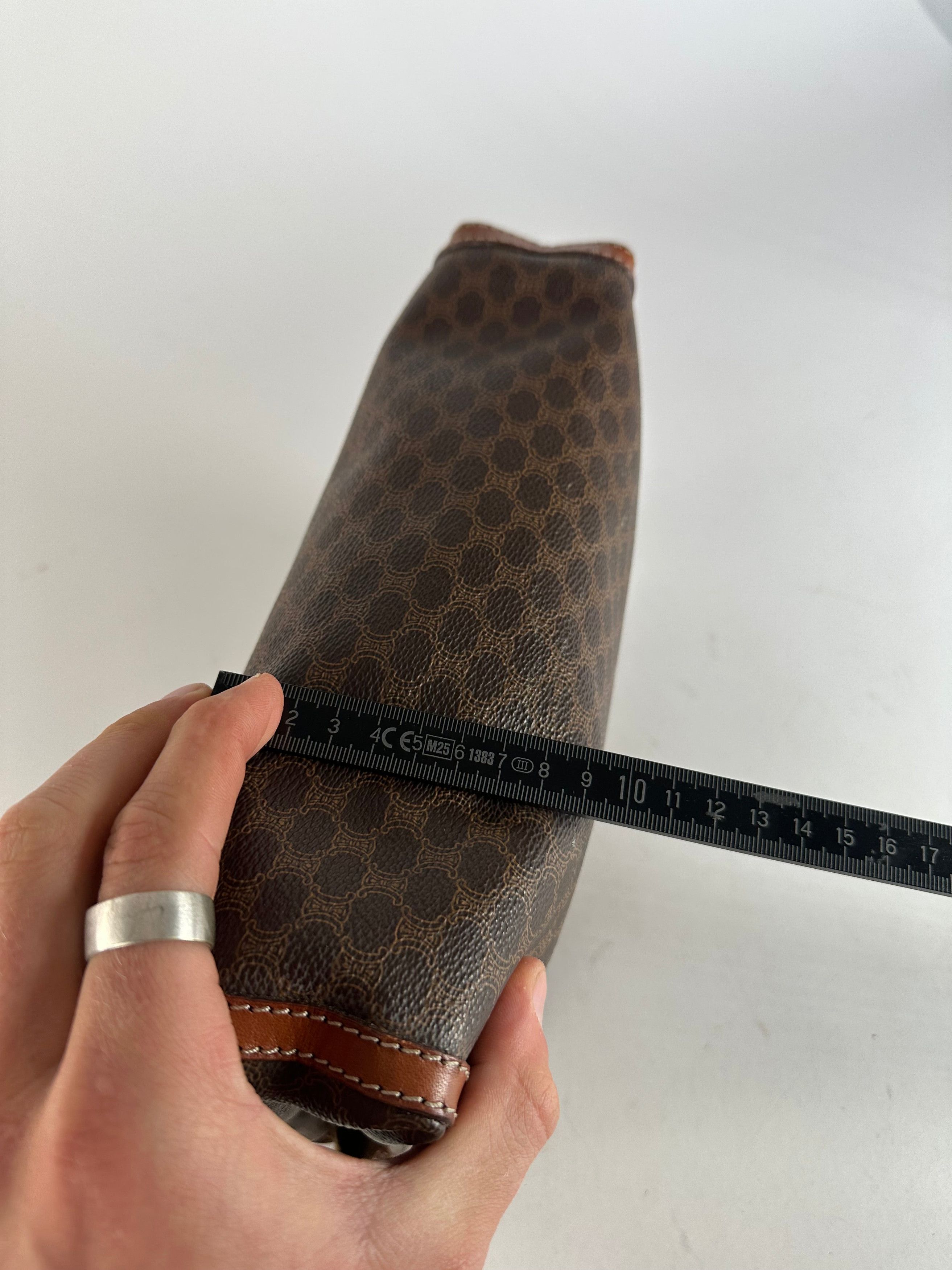 Celine Vintage Paris Triomphe Monogram Leather Clutch Brown Size ONE SIZE - 11 Thumbnail