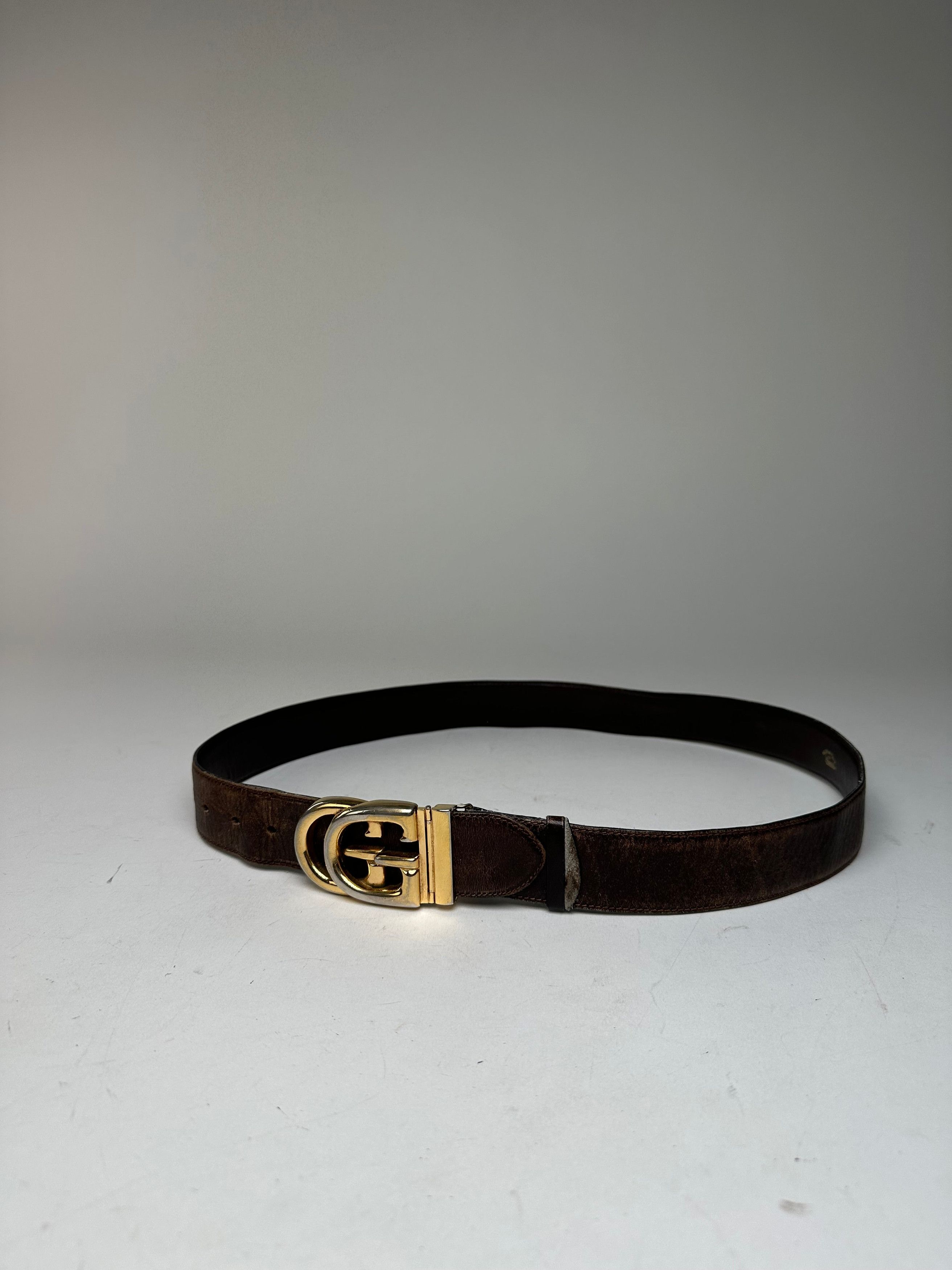 Gucci Vintage GG Leather Belt Brown Size ONE SIZE - 4 Thumbnail