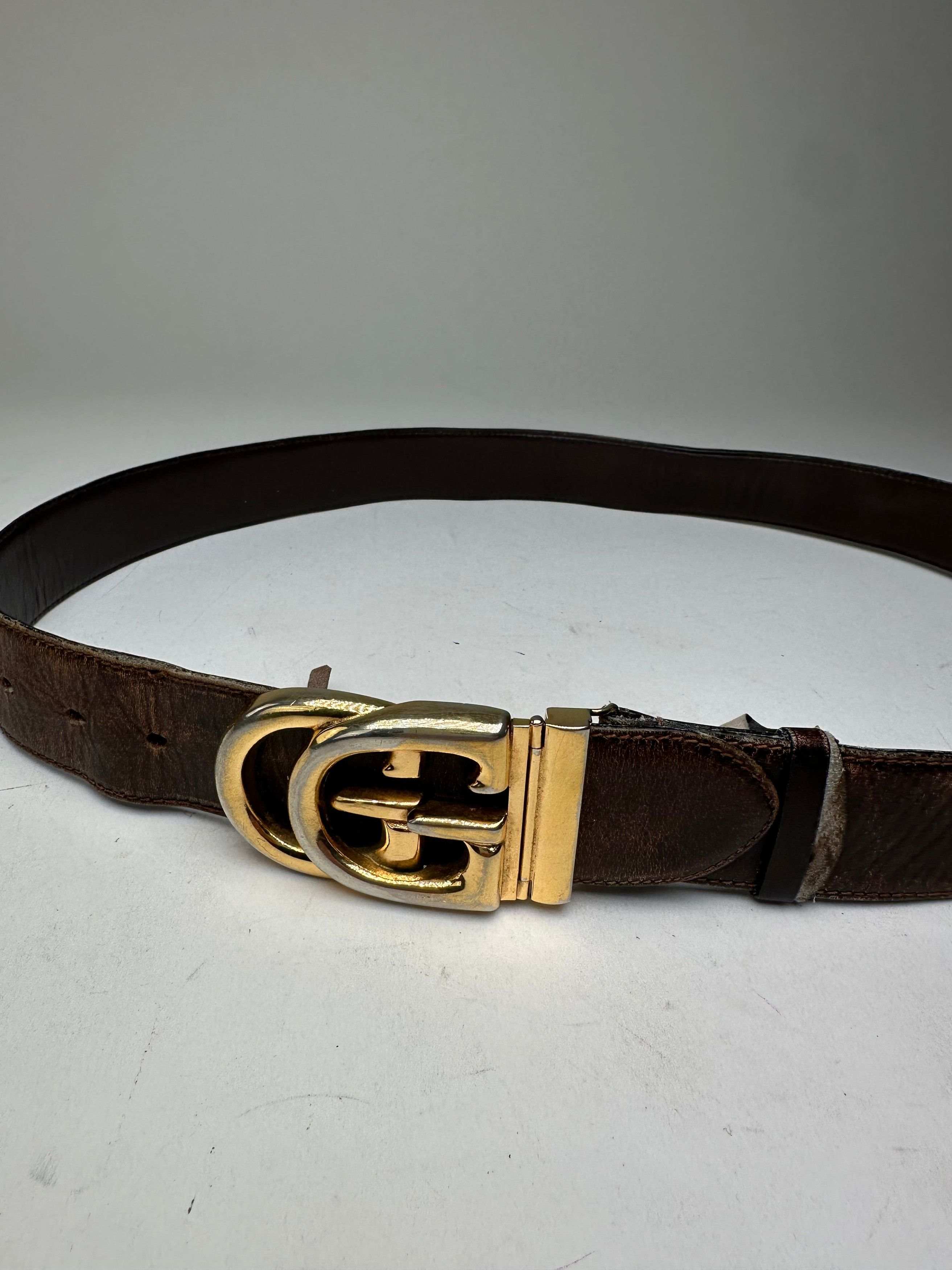 Gucci Vintage GG Leather Belt Brown Size ONE SIZE - 7 Thumbnail