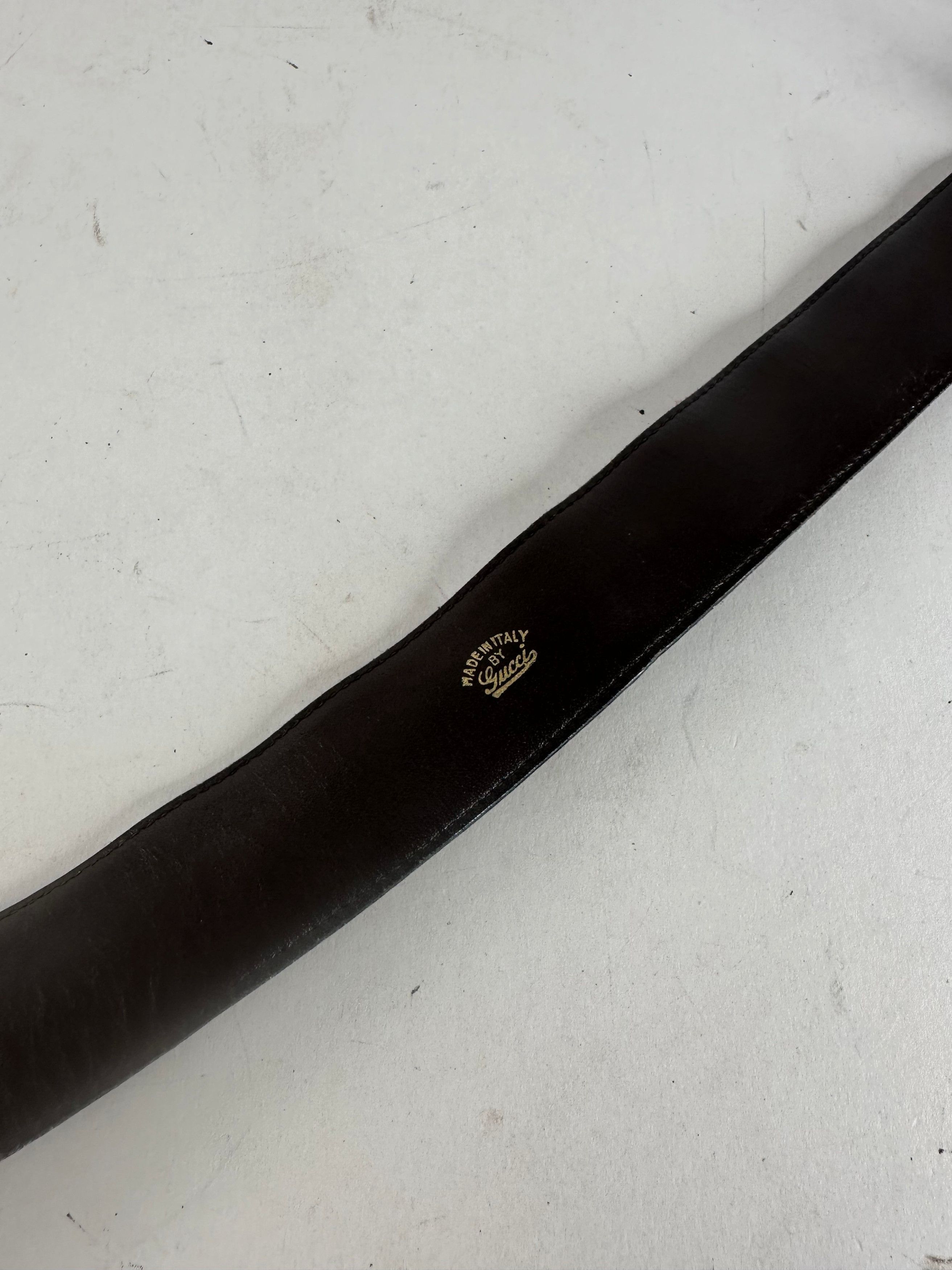Gucci Vintage GG Leather Belt Brown Size ONE SIZE - 5 Thumbnail