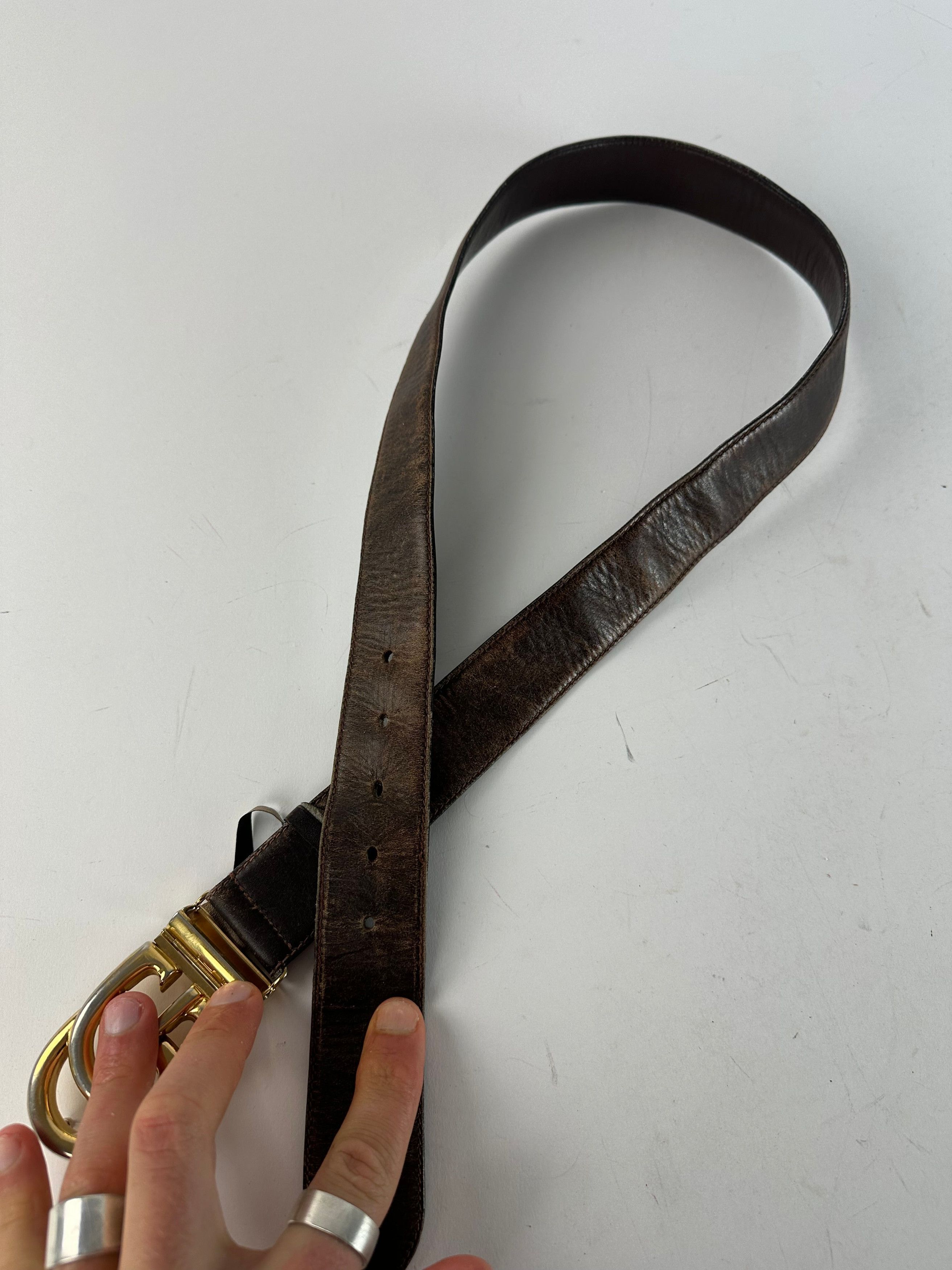 Gucci Vintage GG Leather Belt Brown Size ONE SIZE - 9 Thumbnail