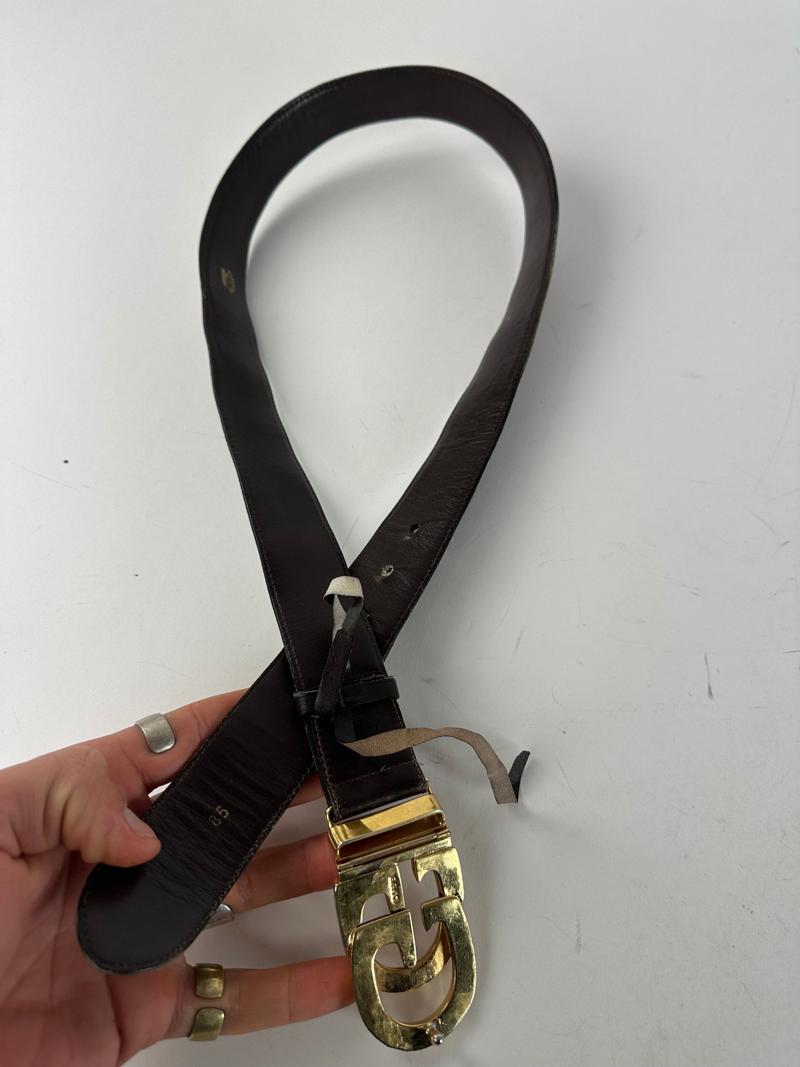 Gucci Vintage GG Leather Belt Brown Size ONE SIZE - 10 Thumbnail