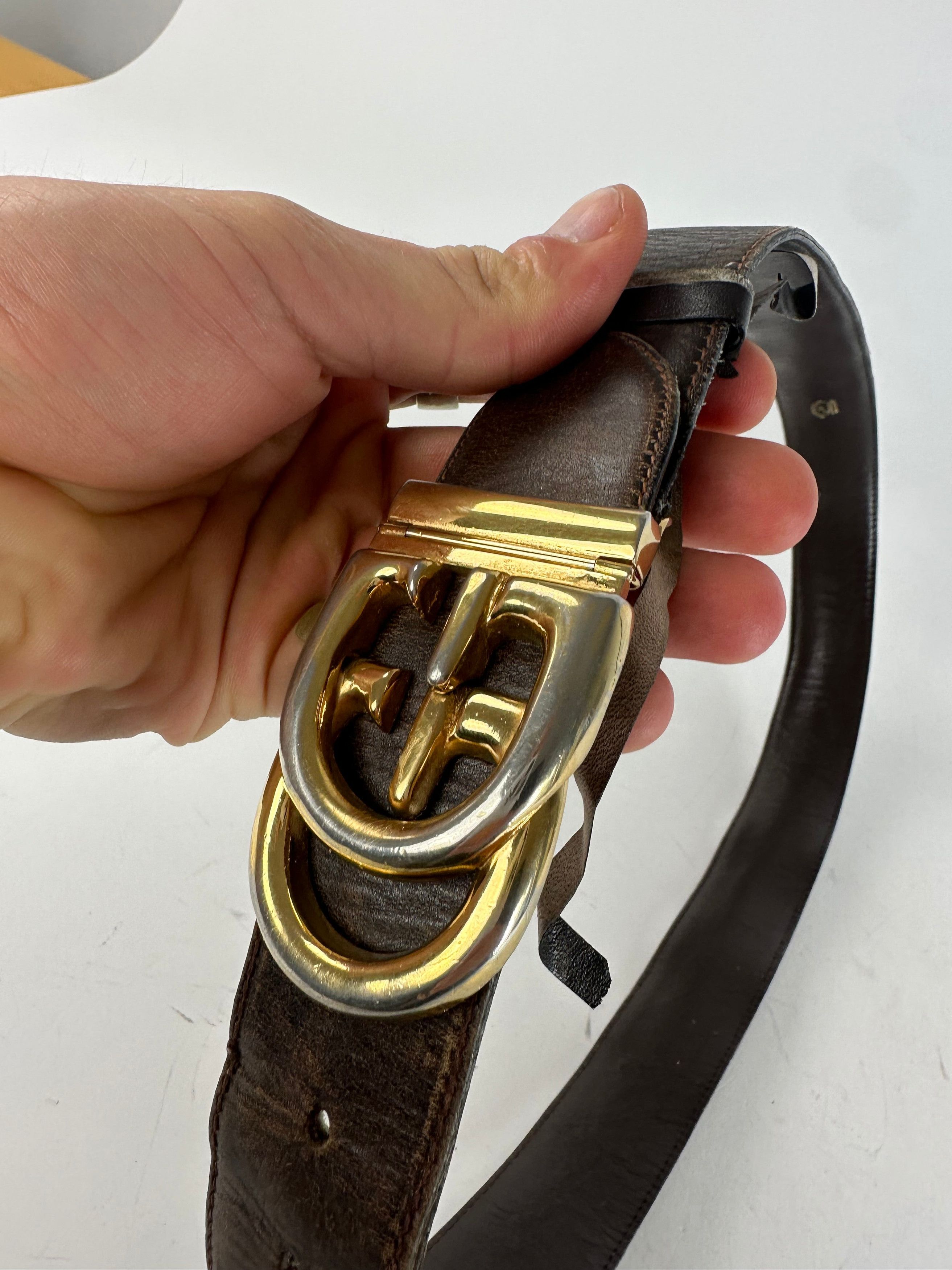 Gucci Vintage GG Leather Belt Brown Size ONE SIZE - 2 Thumbnail