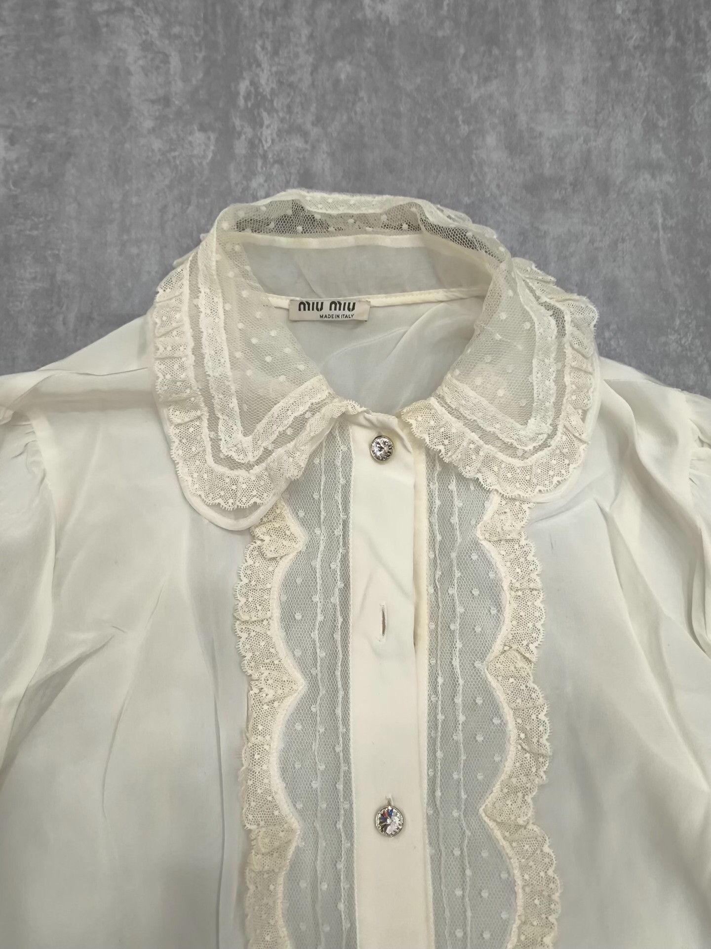 Miu Miu Miu Miu White Button Up S Women Size S / US 4 / IT 40 - 3 Thumbnail
