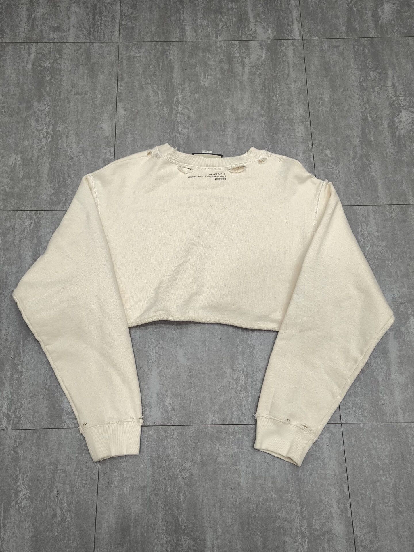 Gucci Gucci Distressed Cropped White Hoodie S Women Size S / US 4 / IT 40 - 2 Thumbnail