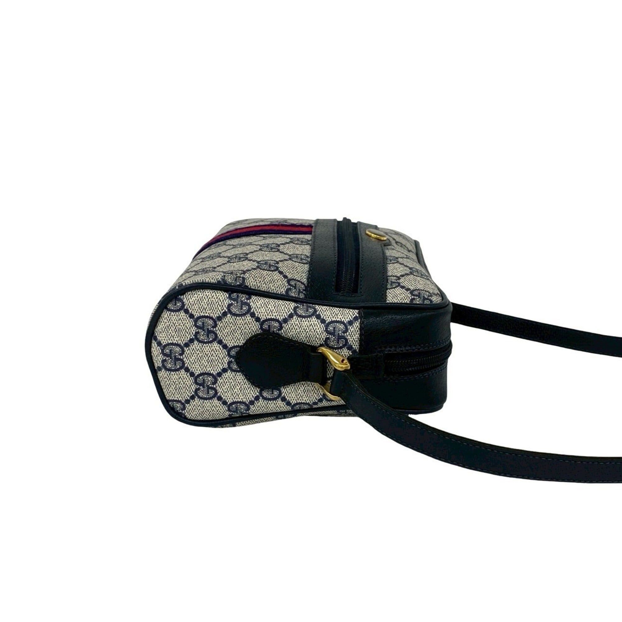 GUCCI Vintage Old Gucci Sherry Line GG Logo Hardware Leather 