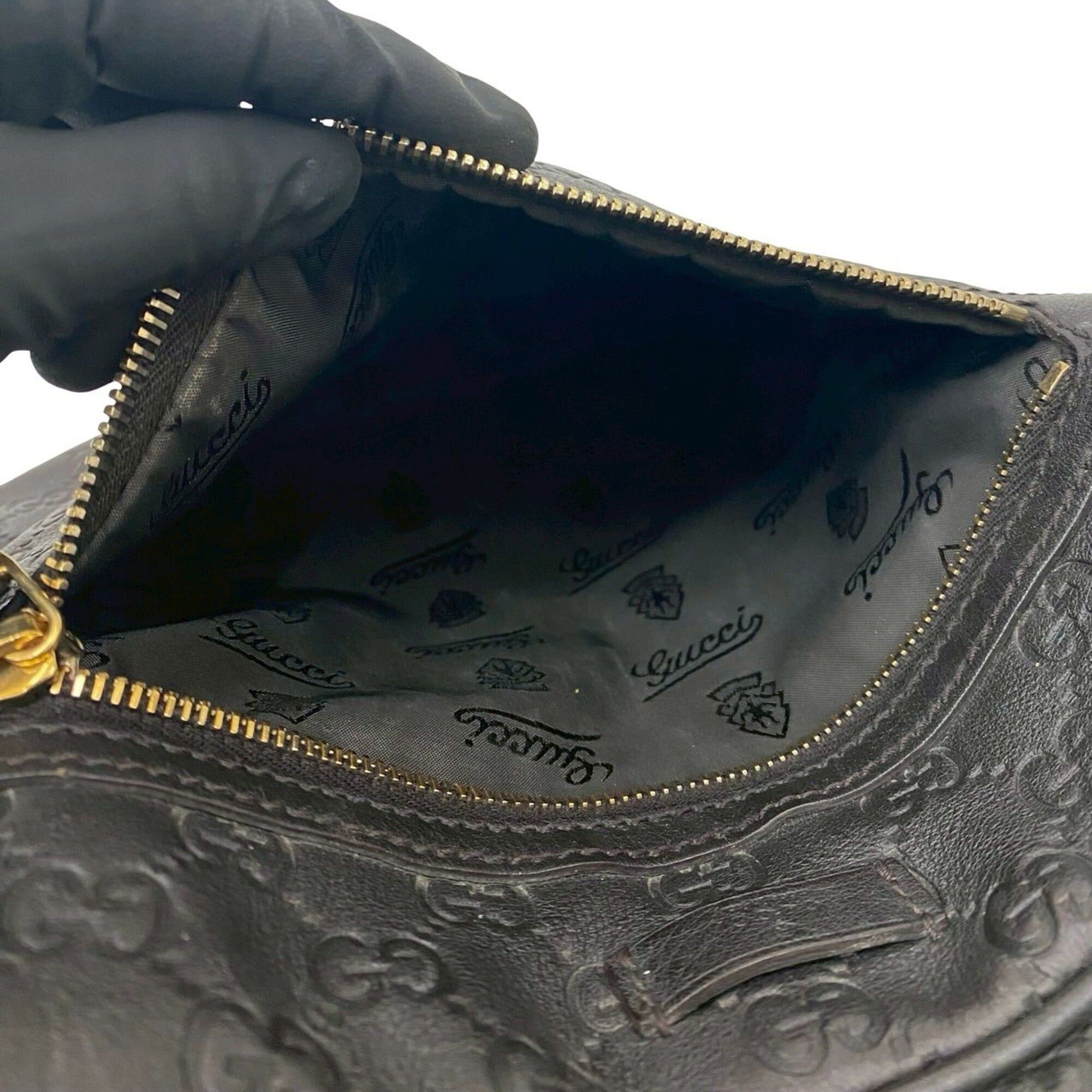 Gucci GUCCI Guccissima GG all-over print logo hardware leather genuine shoulder bag pochette sacoche dark brown 00191 Size ONE SIZE - 10 Thumbnail