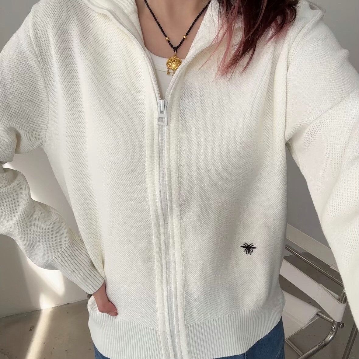 Dior Dior Retro Embroidered White Sweater S Women Size S / US 4 / IT 40 - 8 Thumbnail