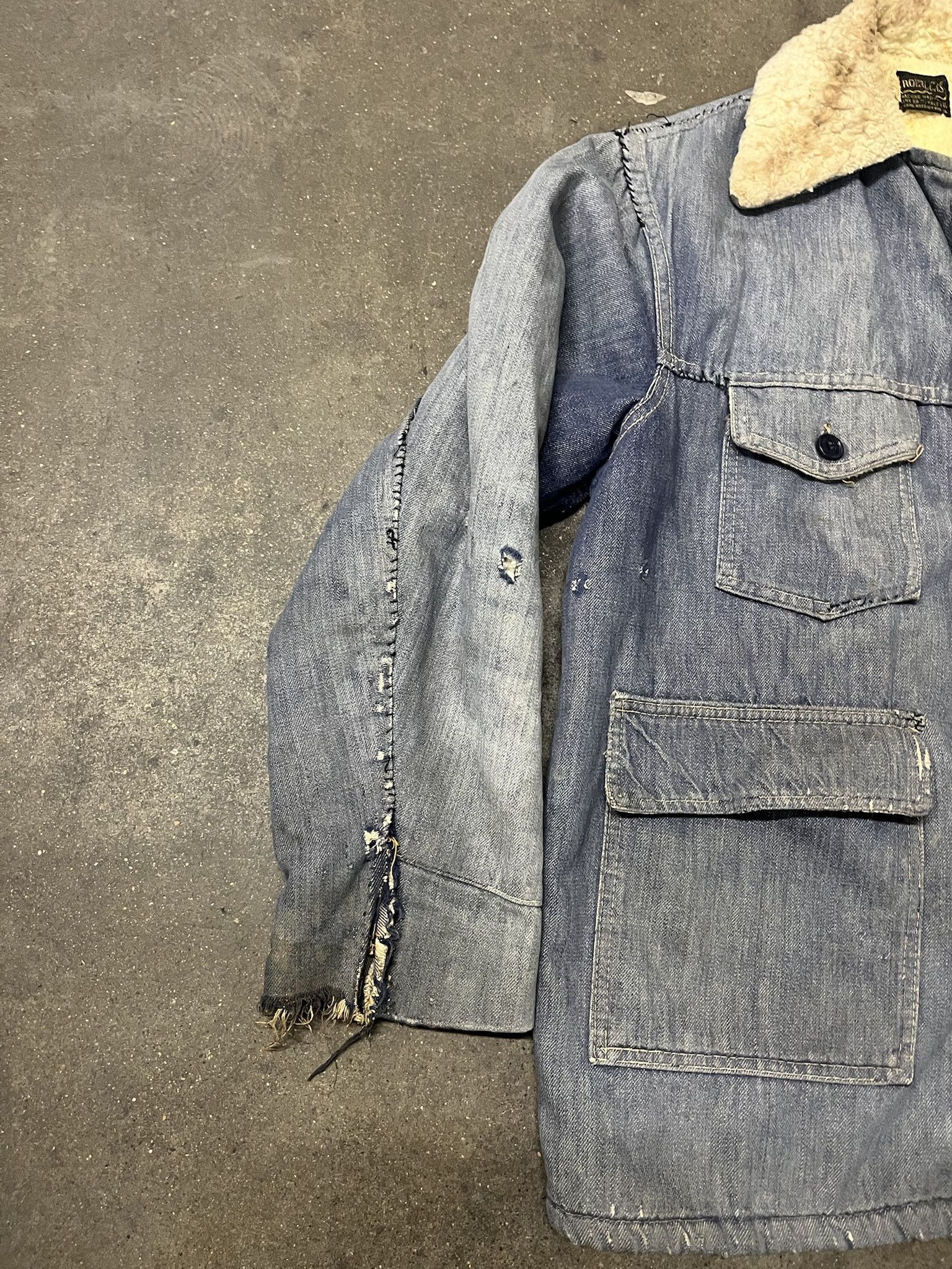Sears × Vintage Vintage Sears Roebuck 1970s Sherpa Lined Denim Trucker Jacket Distressed and Repaired Size 42 Size US L / EU 52-54 / 3 - 4 Thumbnail
