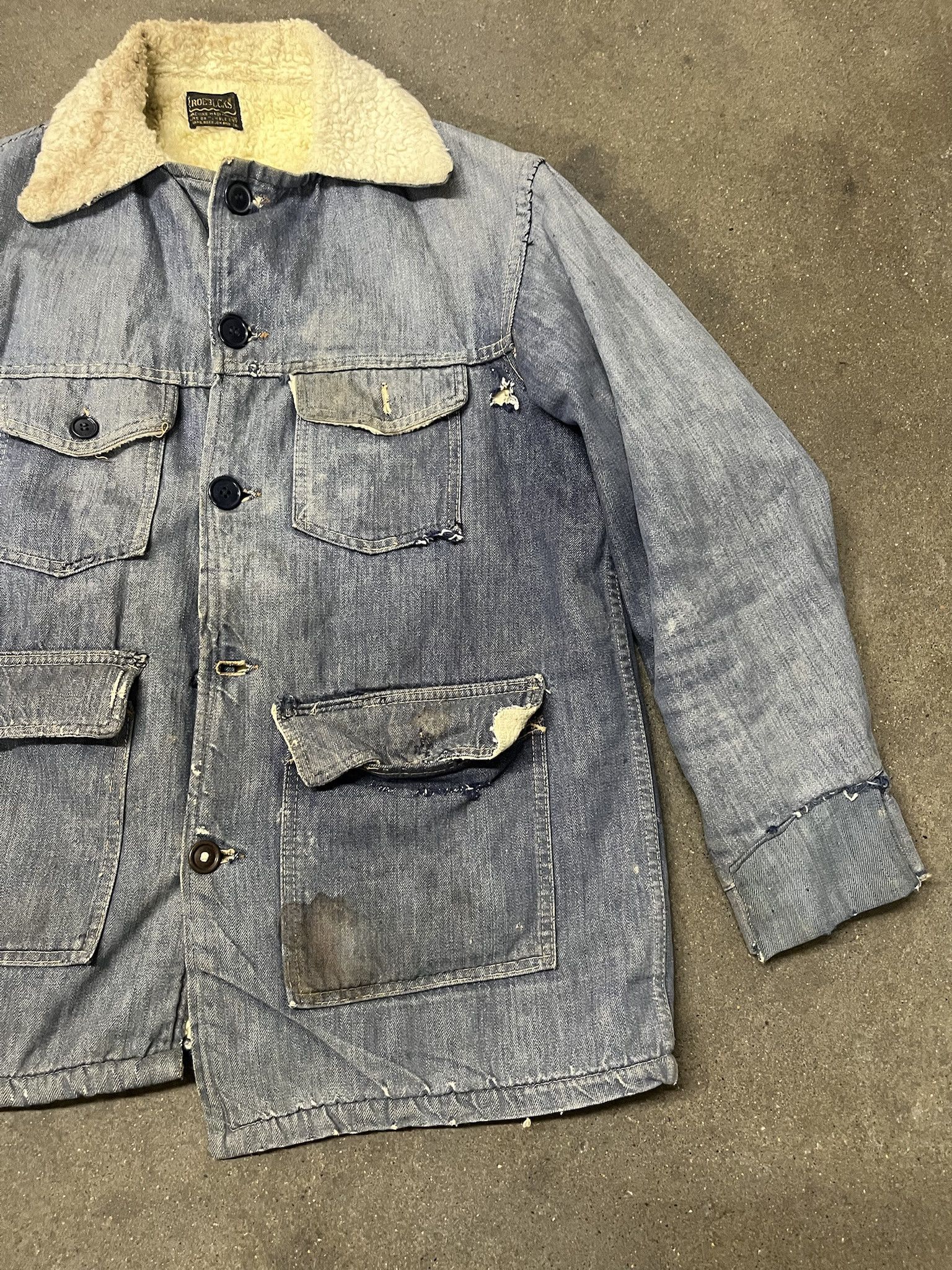 Sears × Vintage Vintage Sears Roebuck 1970s Sherpa Lined Denim Trucker Jacket Distressed and Repaired Size 42 Size US L / EU 52-54 / 3 - 2 Thumbnail