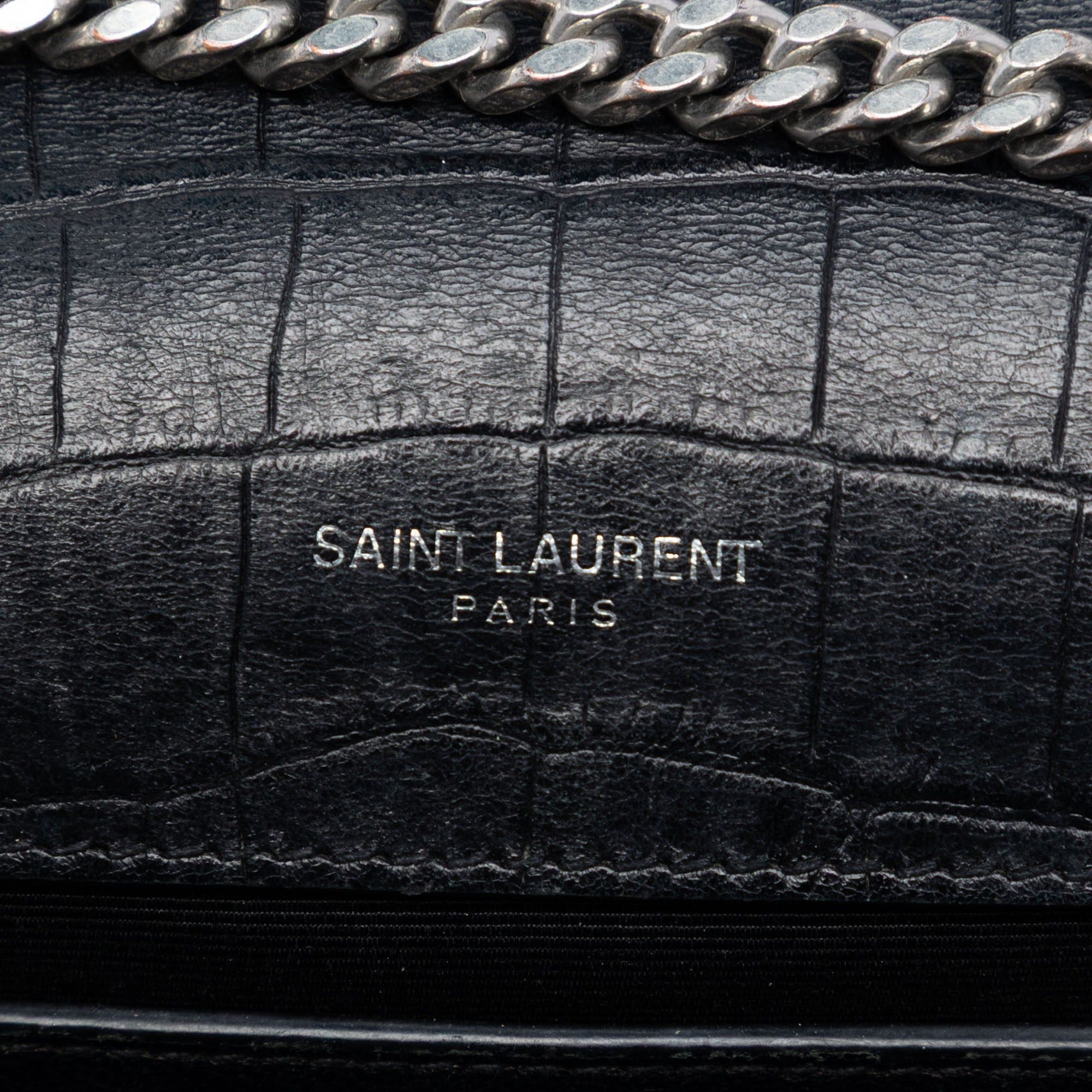 Saint Laurent Paris Croc Embossed Leather Monogram Kate Tassel Wallet on Chain Size ONE SIZE - 5 Thumbnail