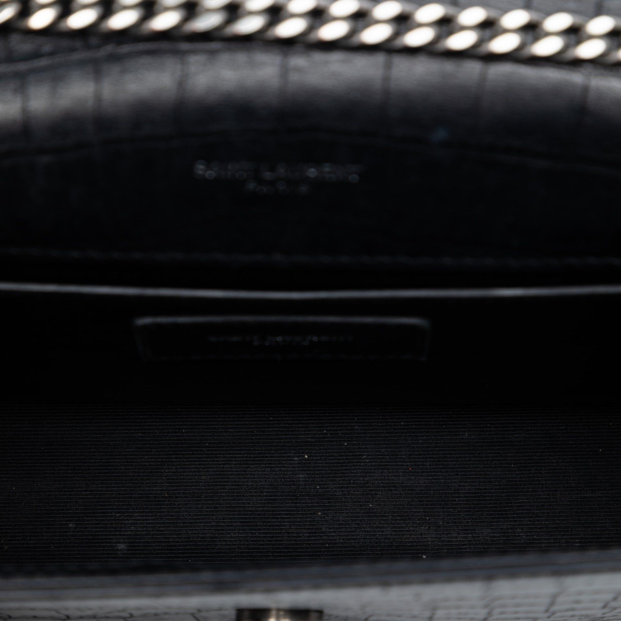 Saint Laurent Paris Croc Embossed Leather Monogram Kate Tassel Wallet on Chain Size ONE SIZE - 4 Thumbnail