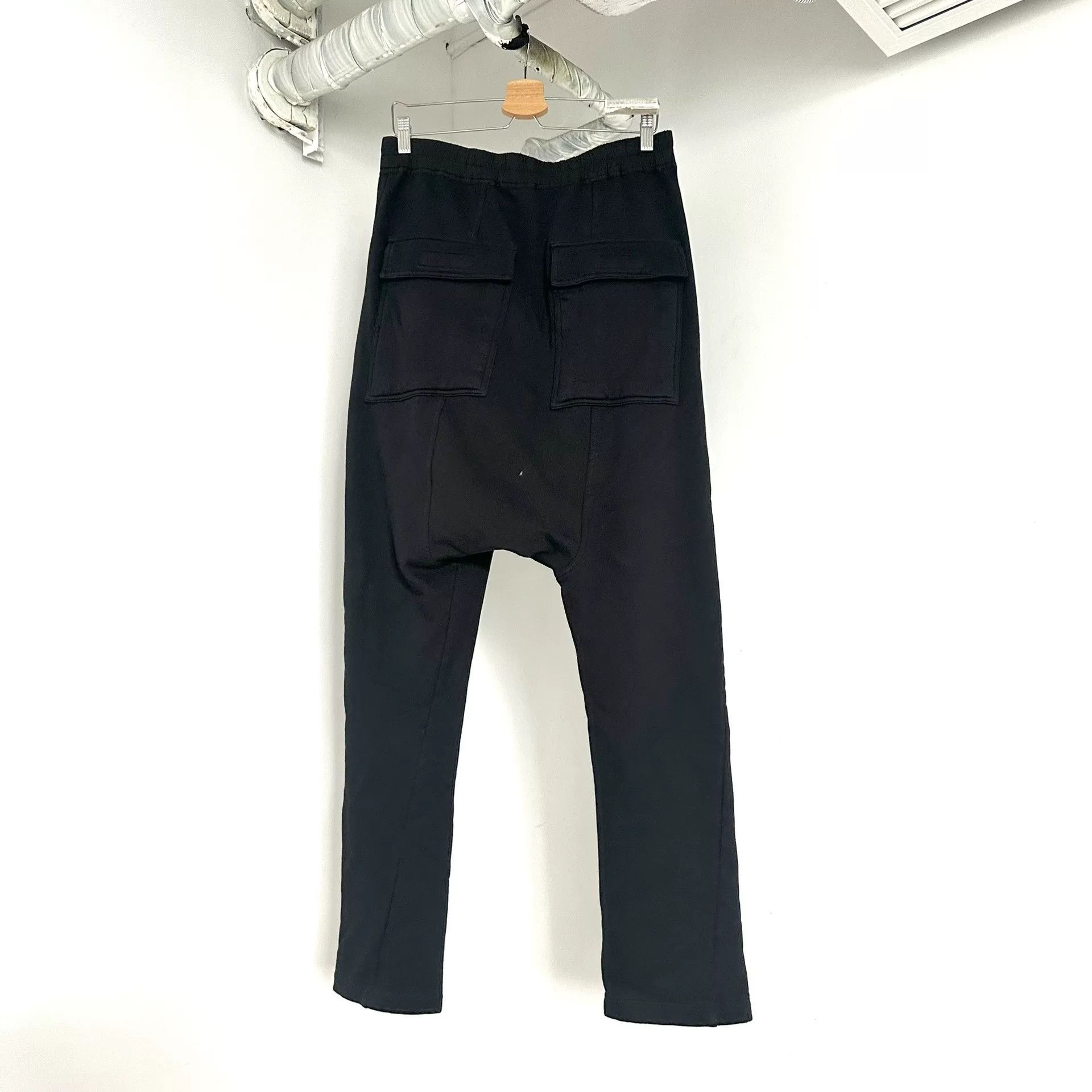 Rick Owens Rick Owens Black Drop-Crotch Sweatpants Size US 27 - 2 Thumbnail