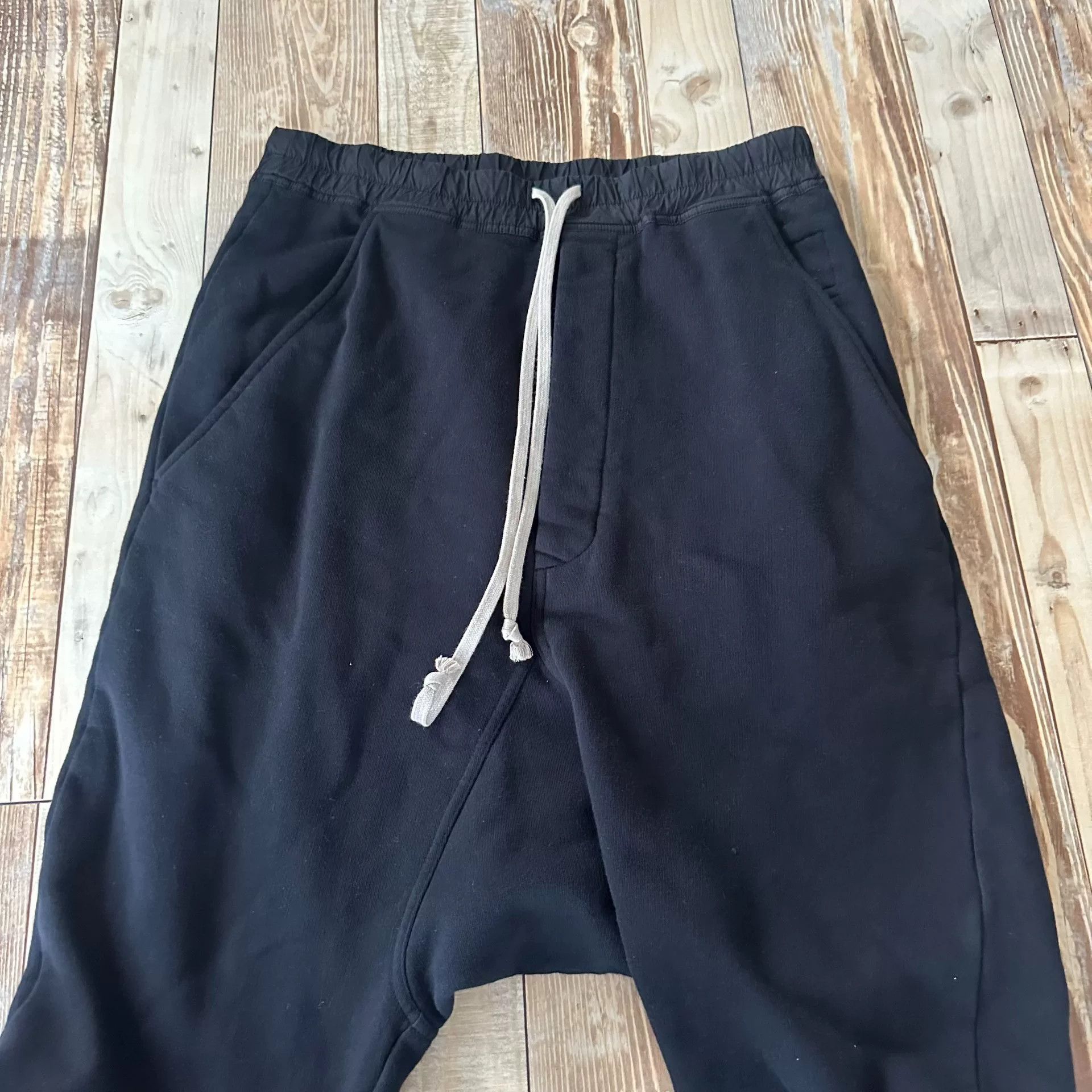 Rick Owens Rick Owens Black Drop-Crotch Sweatpants Size US 27 - 3 Thumbnail