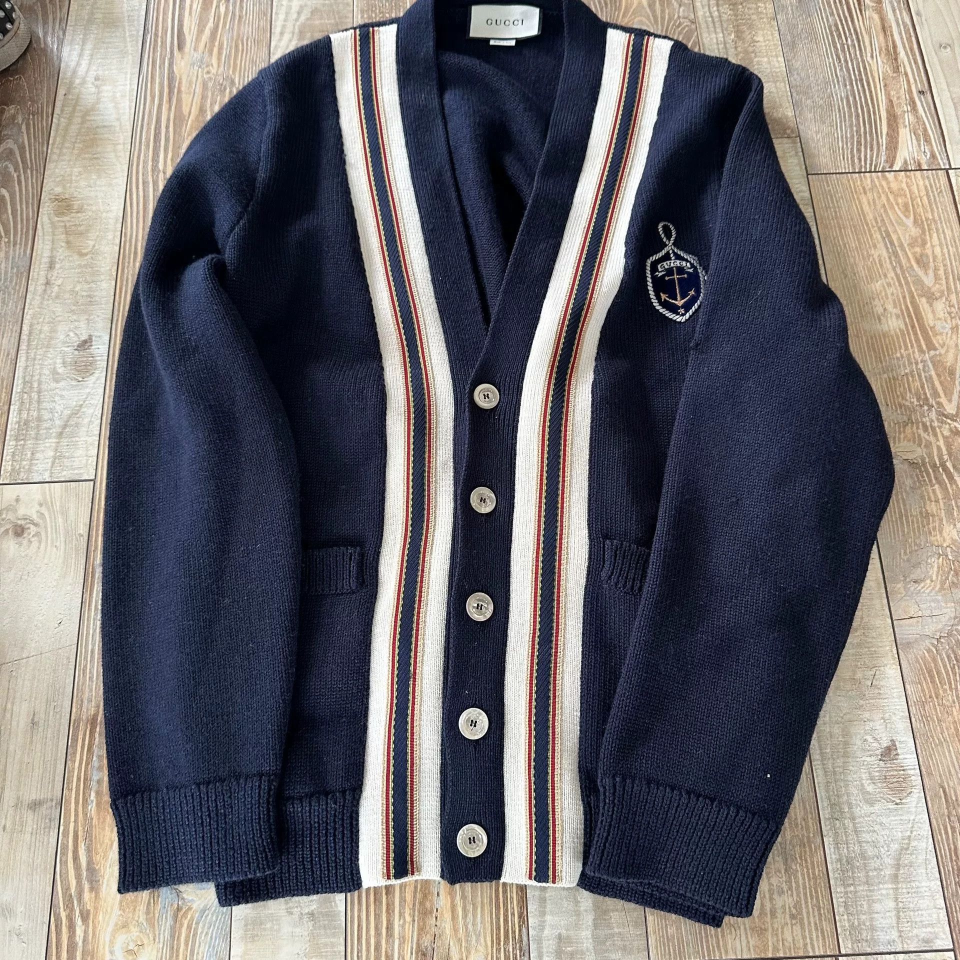 Gucci Gucci Anchor Badge Embroidered Cardigan Size US M / EU 48-50 / 2 - 4 Thumbnail