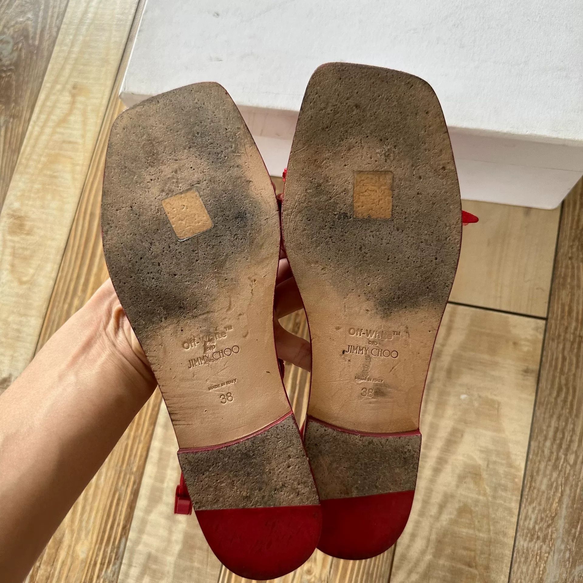 Jimmy Choo Jimmy Choo x Off-White Red Sandal Slides Size US 7 / IT 37 - 6 Thumbnail