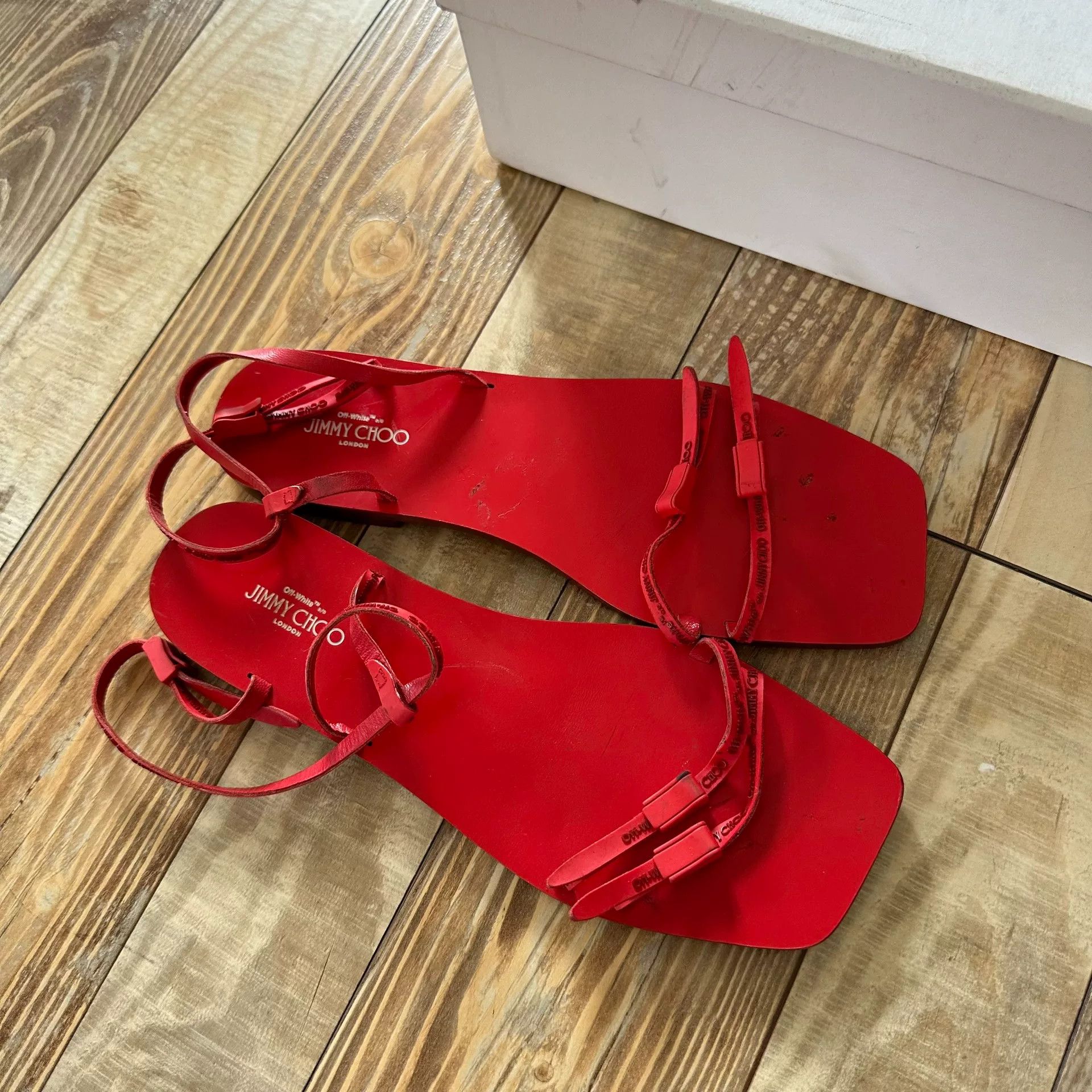 Jimmy Choo Jimmy Choo x Off-White Red Sandal Slides Size US 7 / IT 37 - 7 Thumbnail