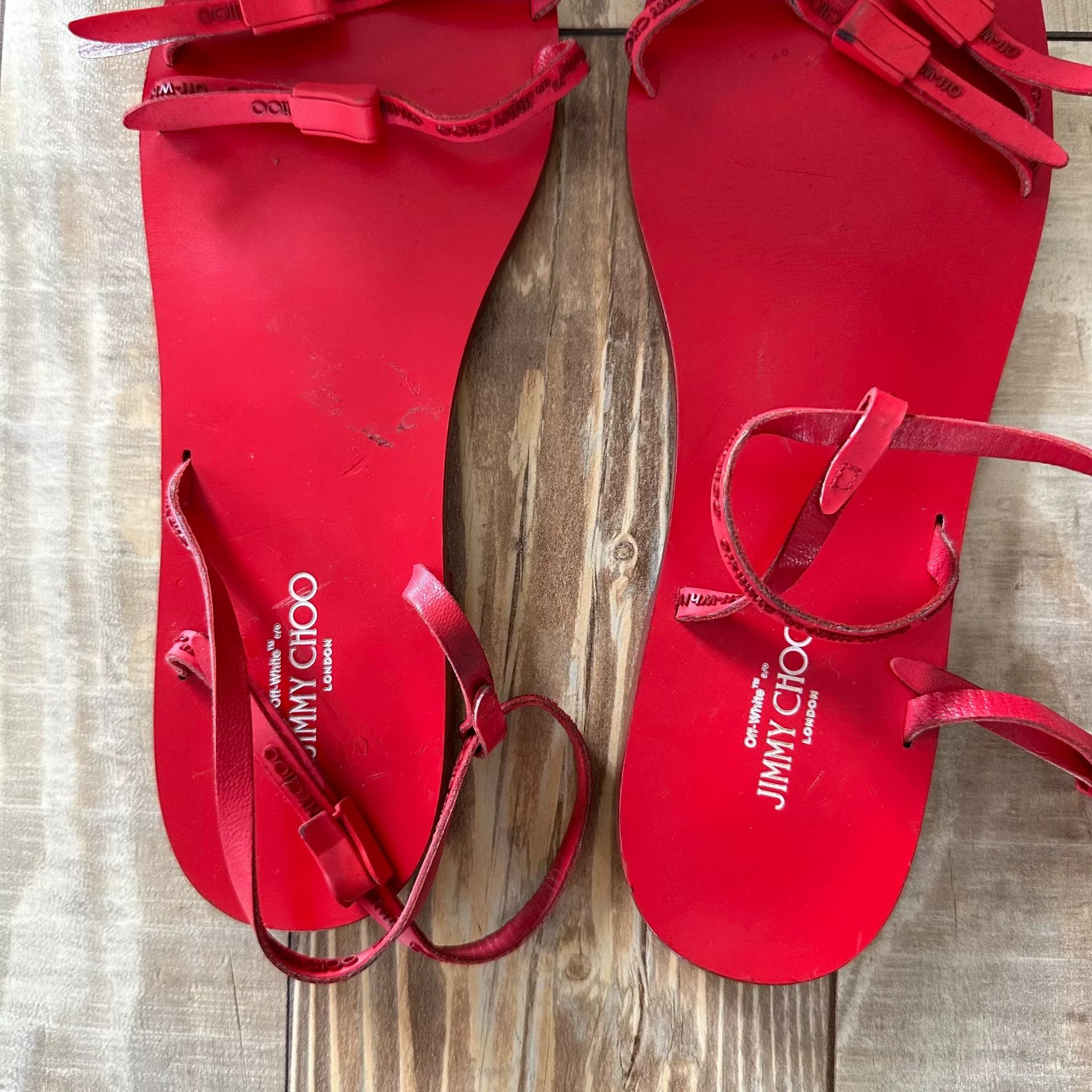 Jimmy Choo Jimmy Choo x Off-White Red Sandal Slides Size US 7 / IT 37 - 4 Thumbnail