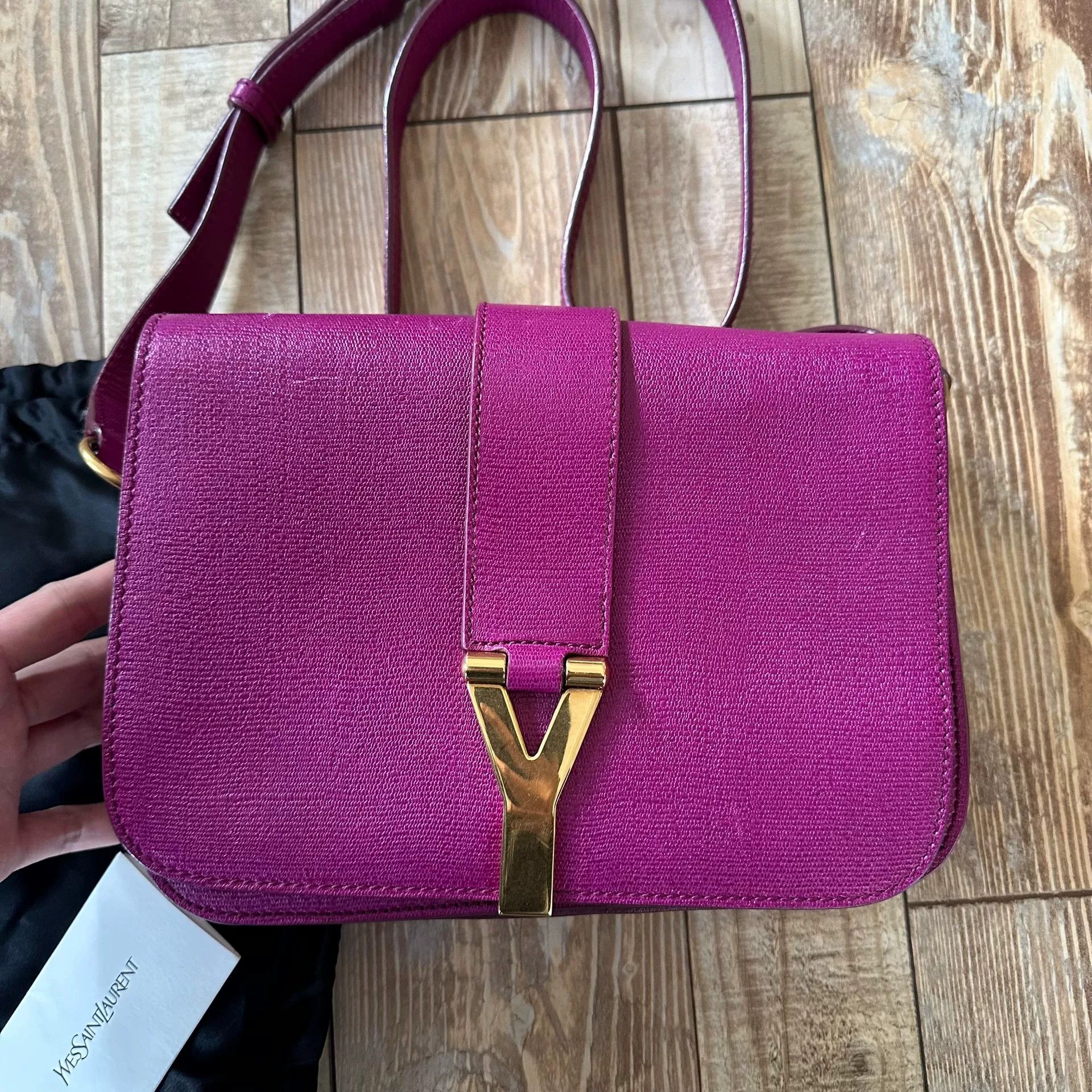 Yves Saint Laurent YSL Y-buckle Leather Pink Crossbody Bag Size ONE SIZE - 2 Thumbnail