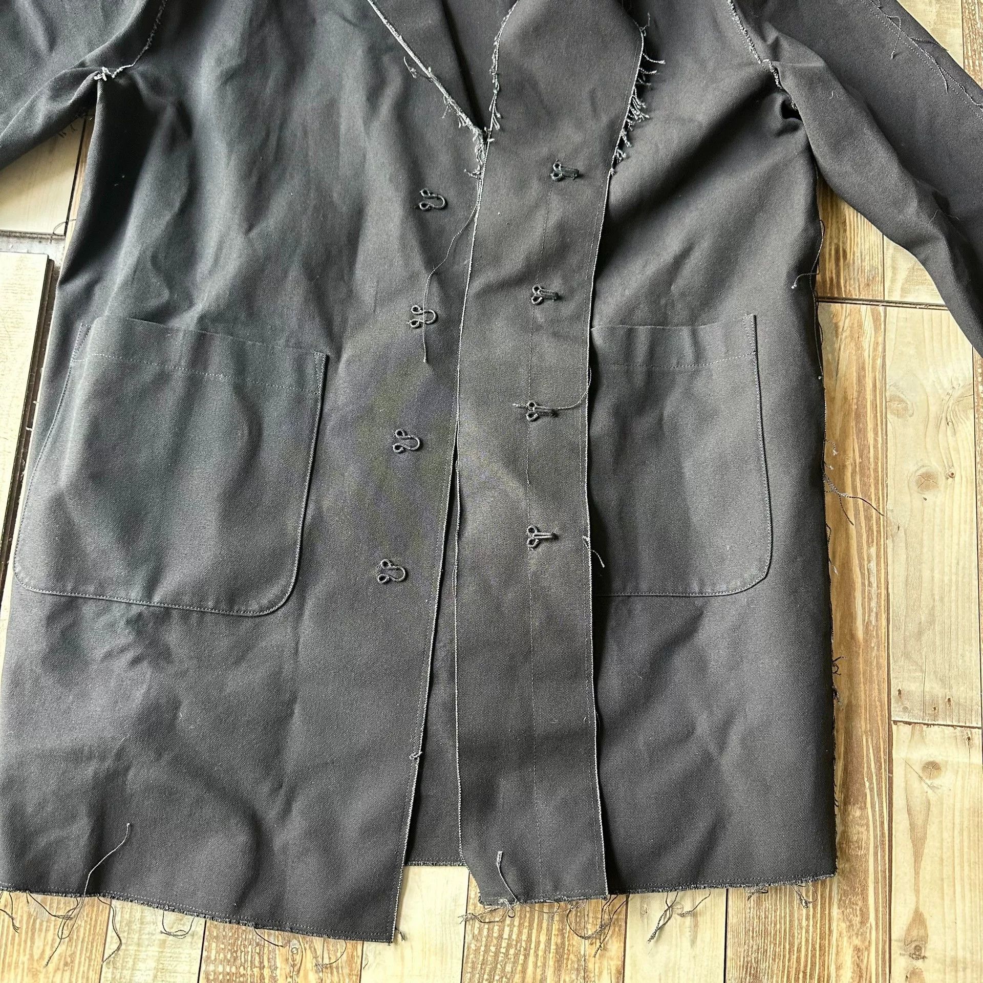 Off-White OFF White Black Distressed Fringe Back Stripe Pocket Coat Size US M / EU 48-50 / 2 - 5 Thumbnail