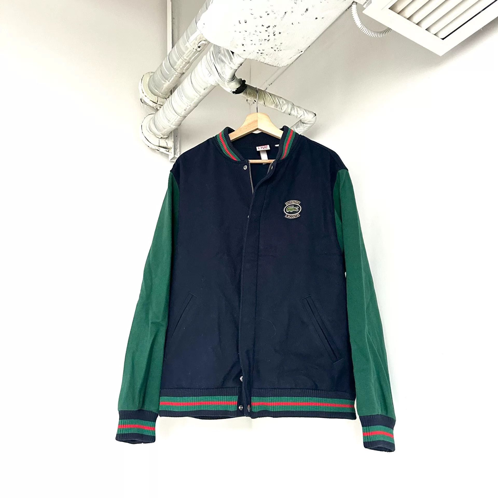 Supreme Supreme x Lacoste Embroidered Baseball Jacket Size US L / EU 52-54 / 3 - 2 Thumbnail