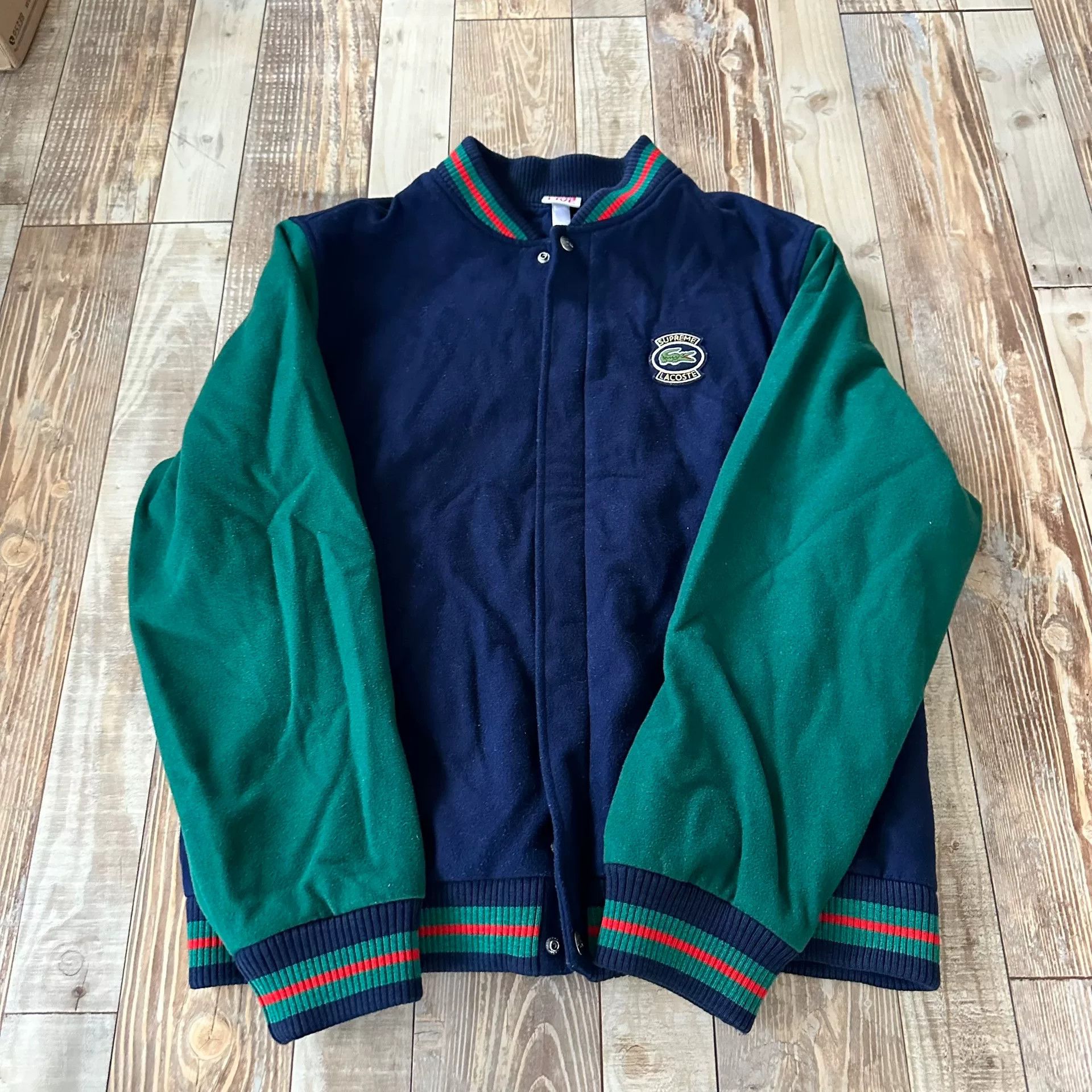 Supreme Supreme x Lacoste Embroidered Baseball Jacket Size US L / EU 52-54 / 3 - 4 Thumbnail