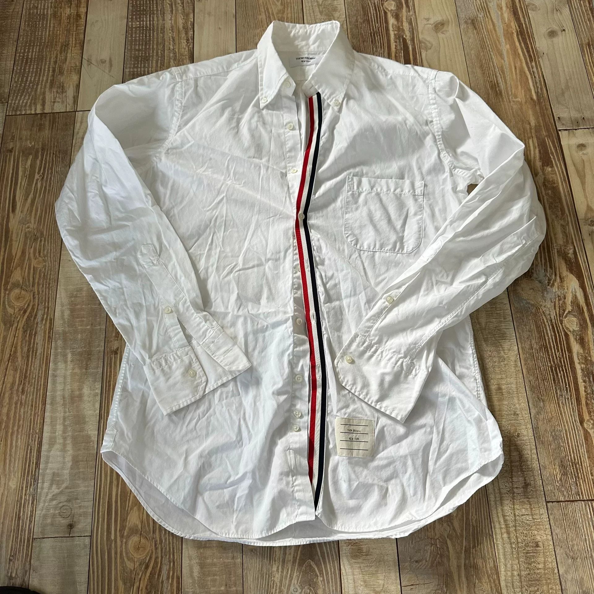 Thom Browne Thom Browne Three Stripes White Shirt Size US L / EU 52-54 / 3 - 3 Thumbnail