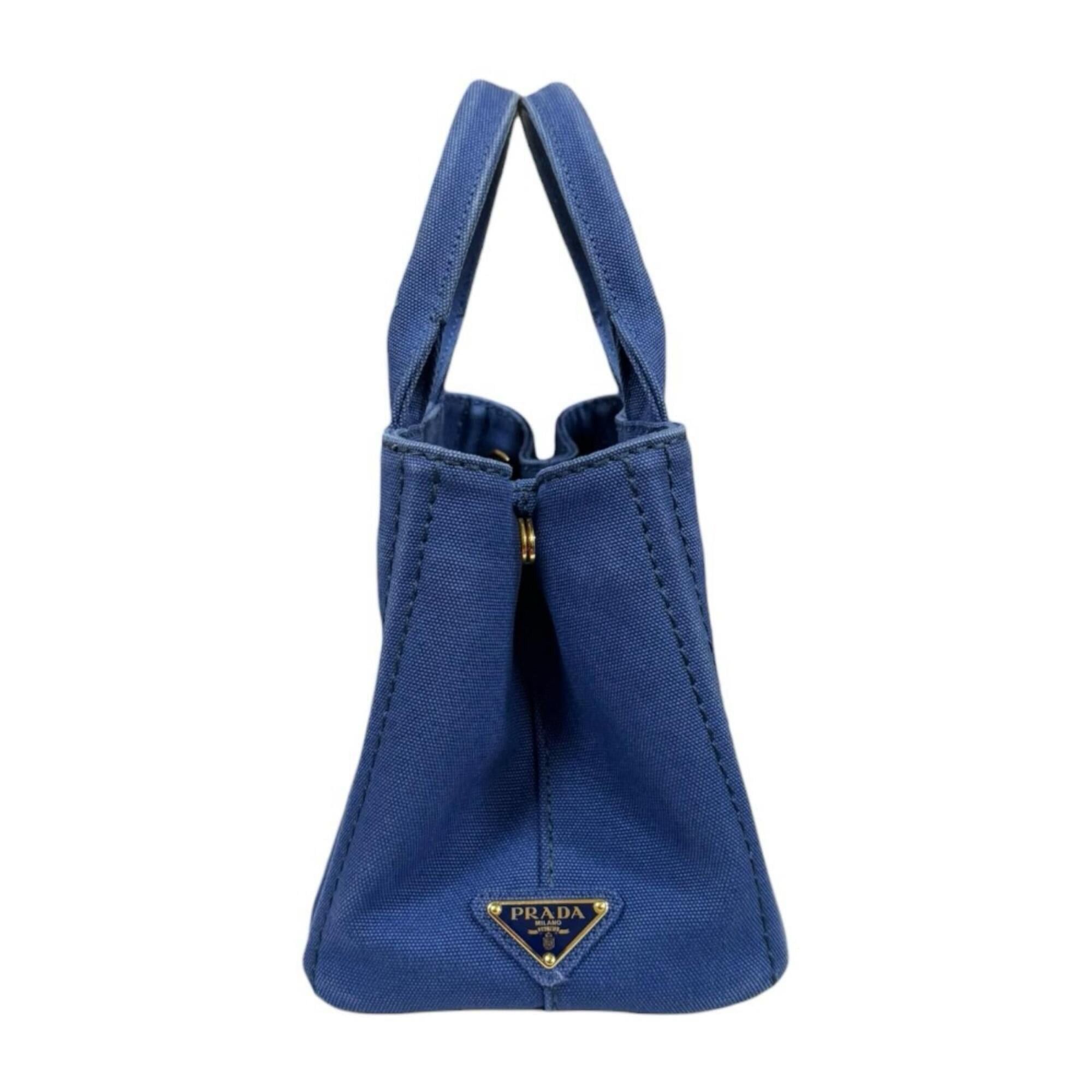 Prada Prada Canapa Tote SS Shoulder Bag, Canvas 1BG439 Blue, Women's, Used, 2-way Size ONE SIZE - 4 Thumbnail