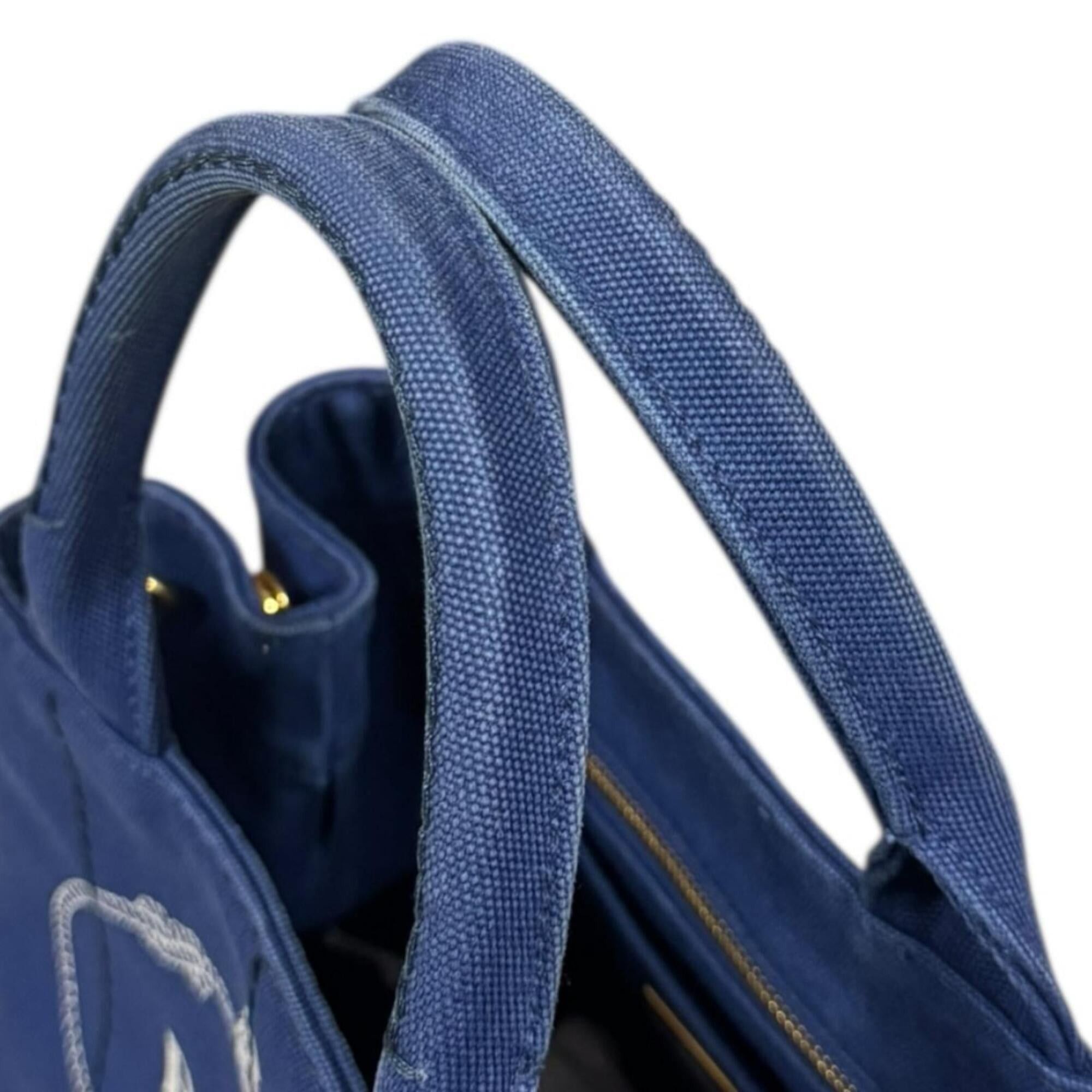 Prada Prada Canapa Tote SS Shoulder Bag, Canvas 1BG439 Blue, Women's, Used, 2-way Size ONE SIZE - 16 Thumbnail