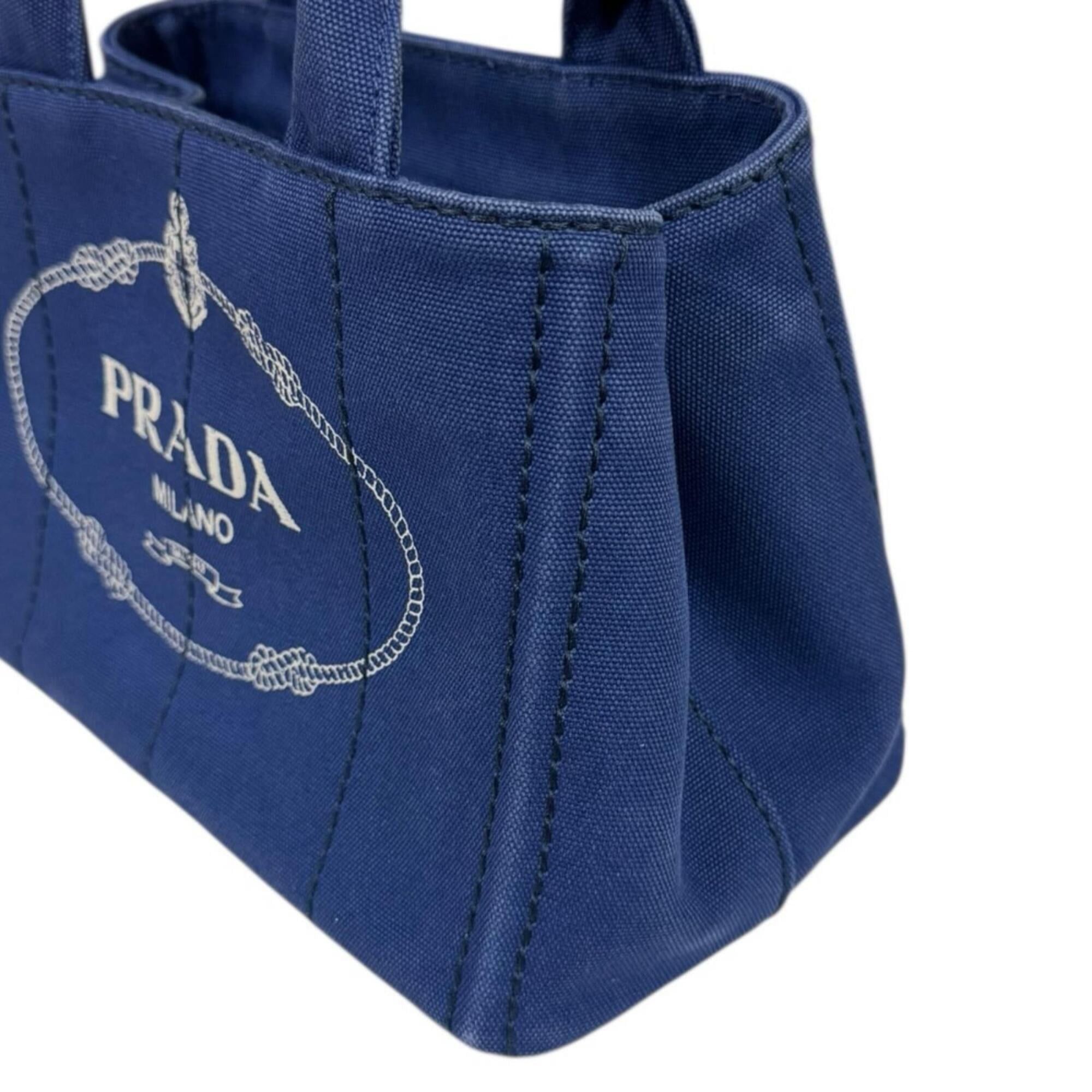 Prada Prada Canapa Tote SS Shoulder Bag, Canvas 1BG439 Blue, Women's, Used, 2-way Size ONE SIZE - 10 Thumbnail