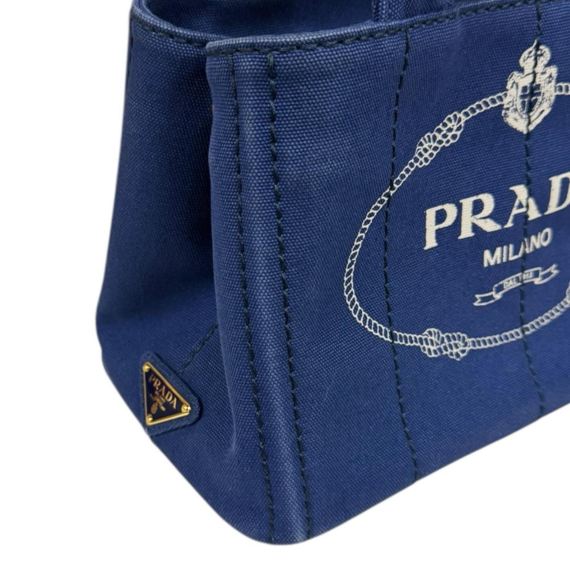 Prada Prada Canapa Tote SS Shoulder Bag, Canvas 1BG439 Blue, Women's, Used, 2-way Size ONE SIZE - 9 Thumbnail