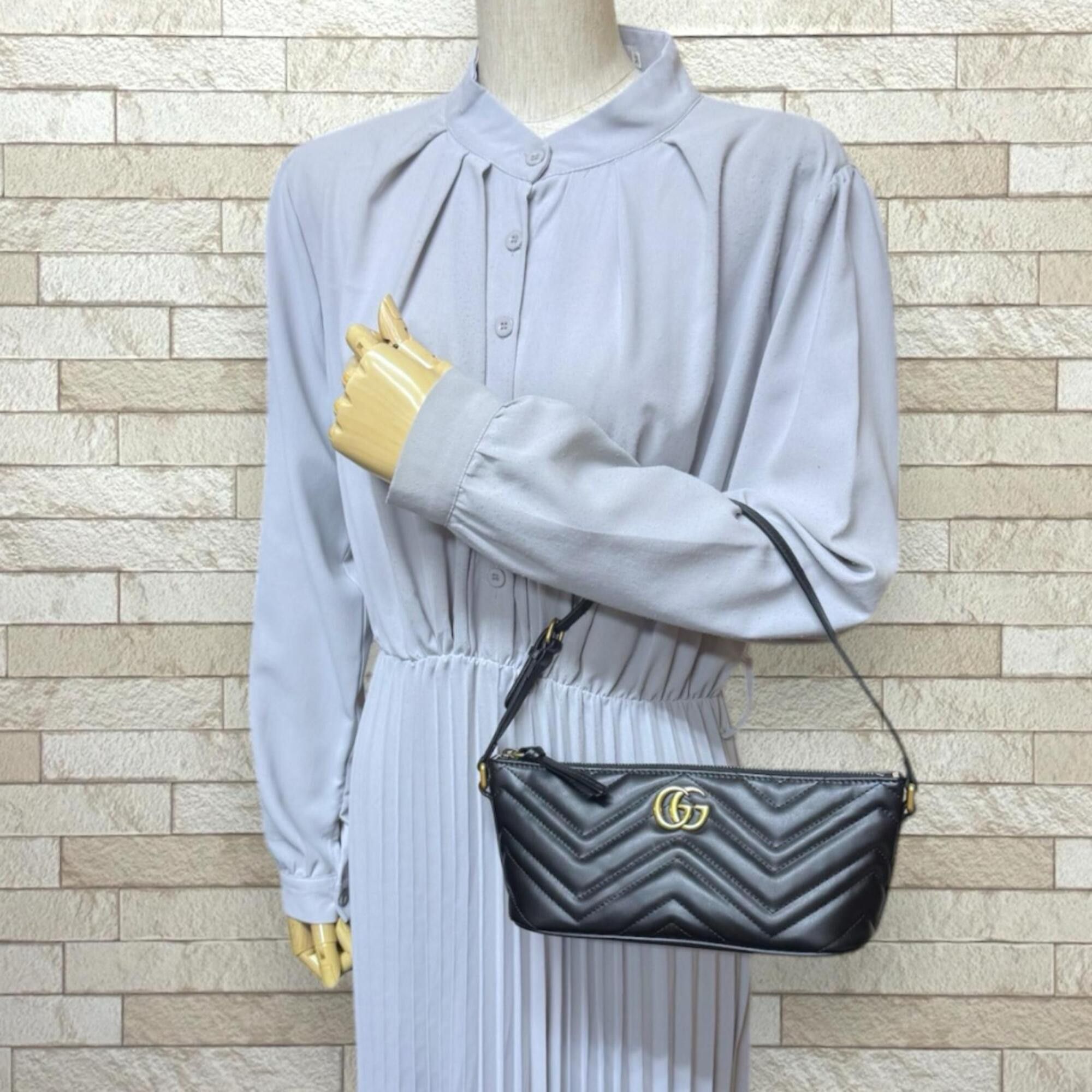 Gucci Gucci GG Marmont handbag, leather, 739166, black, women's, pre-owned. Size ONE SIZE - 2 Thumbnail