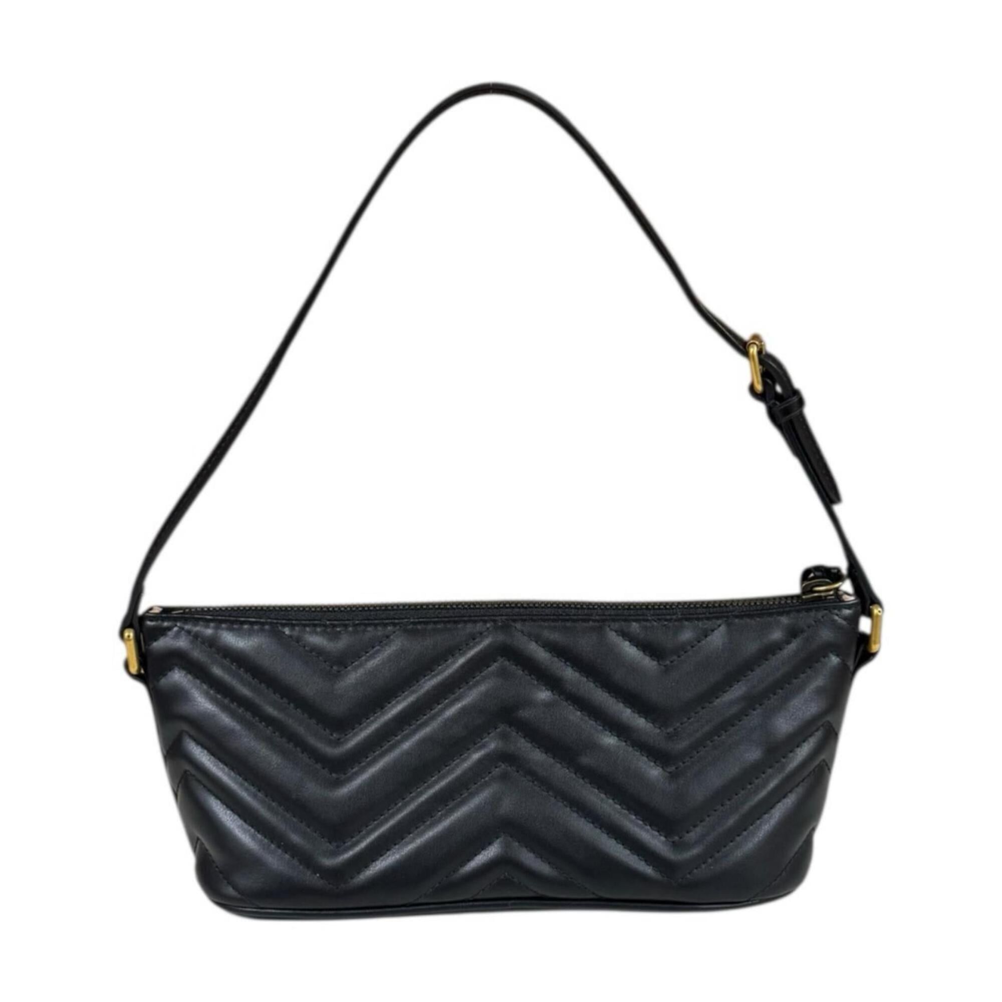 Gucci Gucci GG Marmont handbag, leather, 739166, black, women's, pre-owned. Size ONE SIZE - 3 Thumbnail