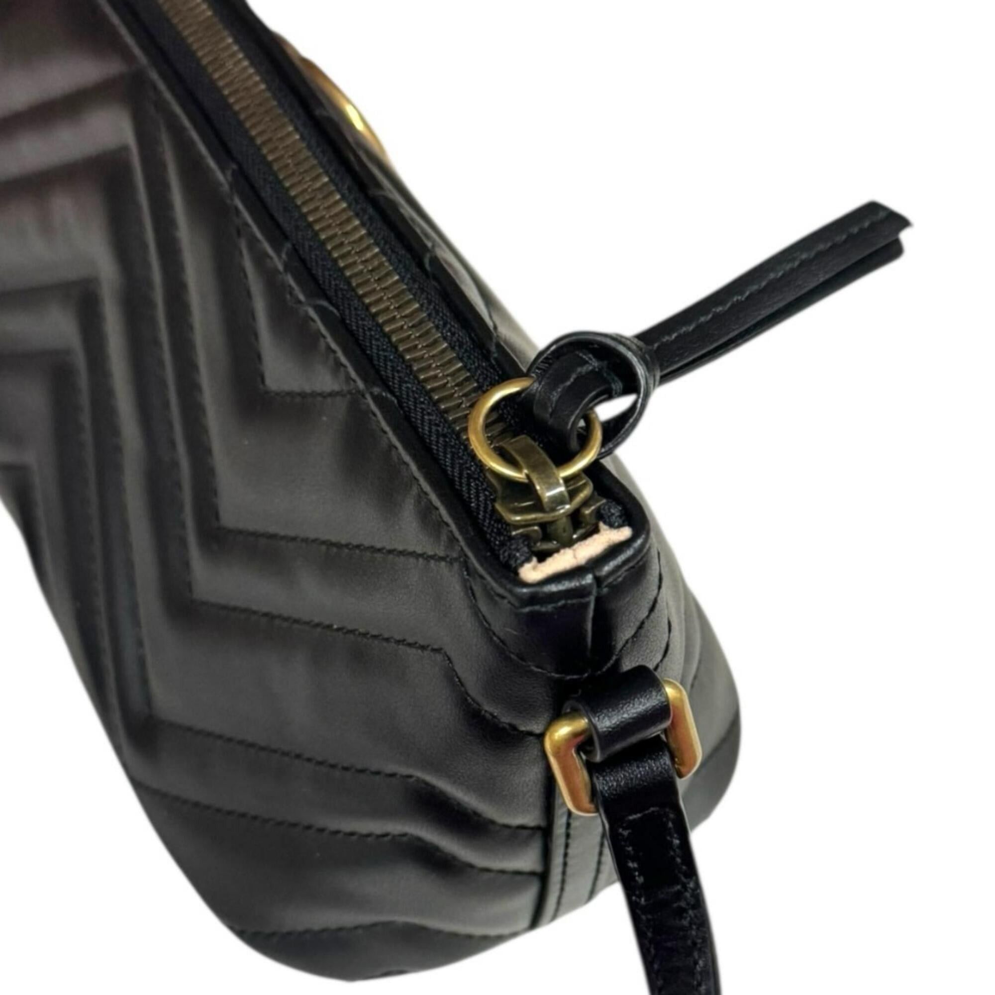 Gucci Gucci GG Marmont handbag, leather, 739166, black, women's, pre-owned. Size ONE SIZE - 11 Thumbnail