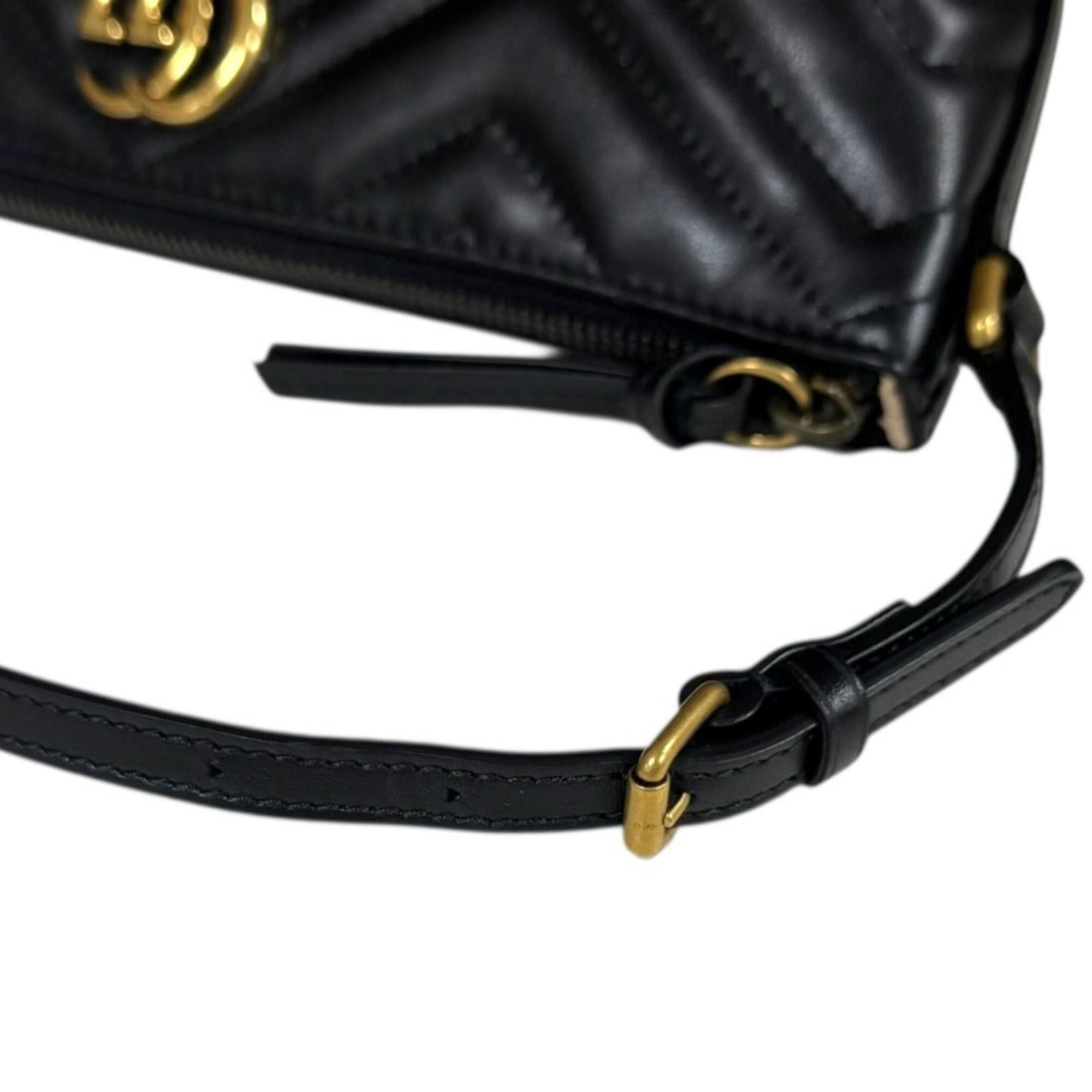 Gucci Gucci GG Marmont handbag, leather, 739166, black, women's, pre-owned. Size ONE SIZE - 10 Thumbnail