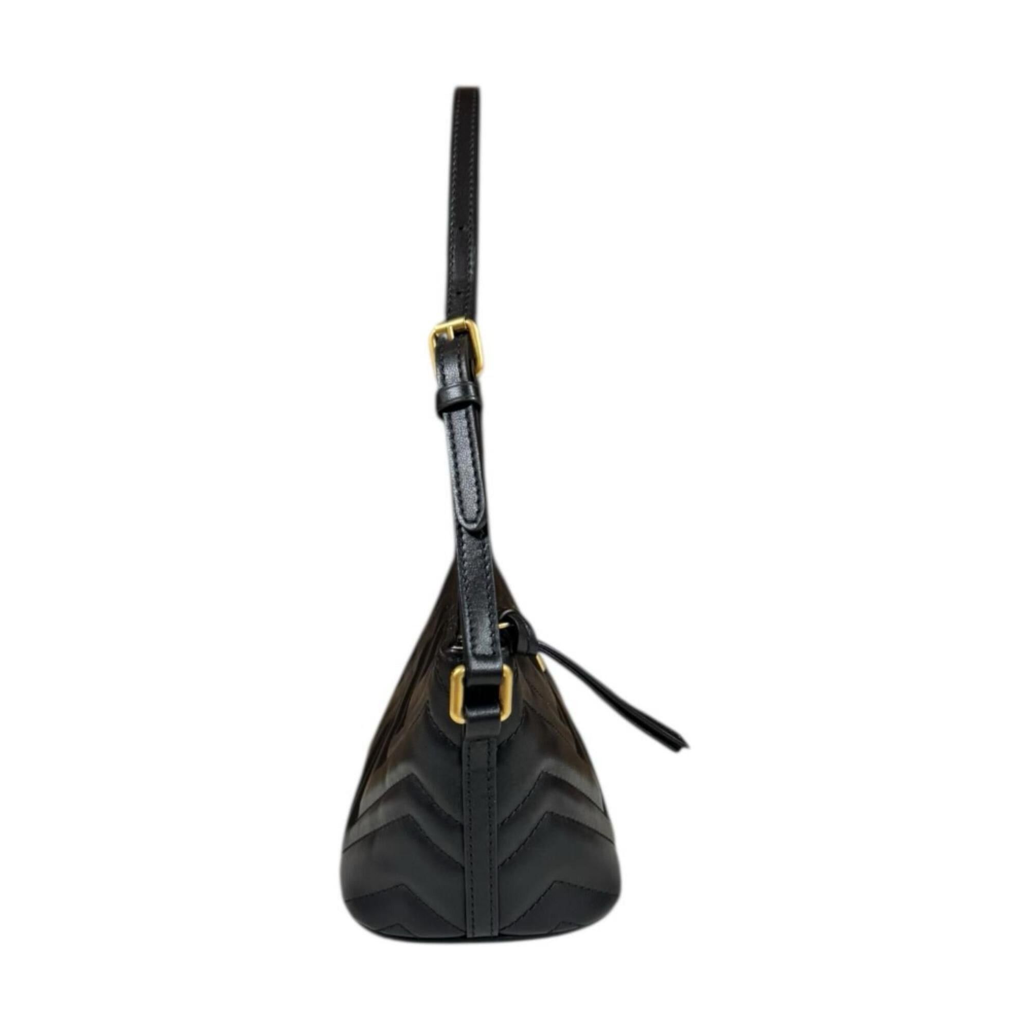 Gucci Gucci GG Marmont handbag, leather, 739166, black, women's, pre-owned. Size ONE SIZE - 4 Thumbnail
