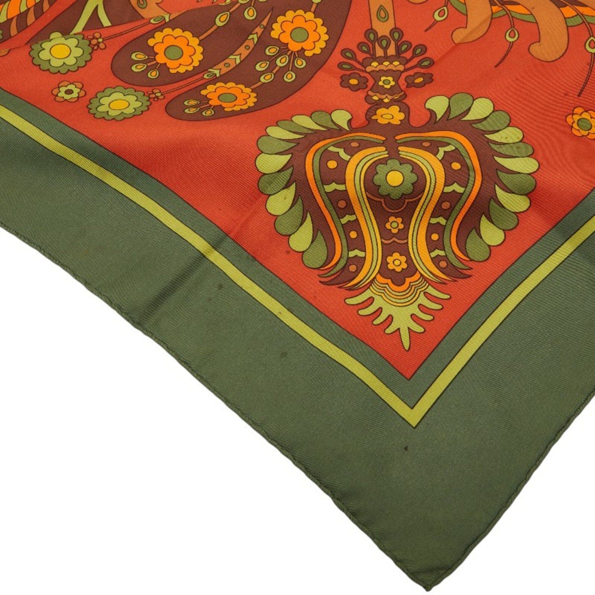 Hermes Hermes Carre 90 SKYROS Bird Peacock Scarf Muffler Green Multicolor Women's HERMES Size ONE SIZE - 3 Thumbnail
