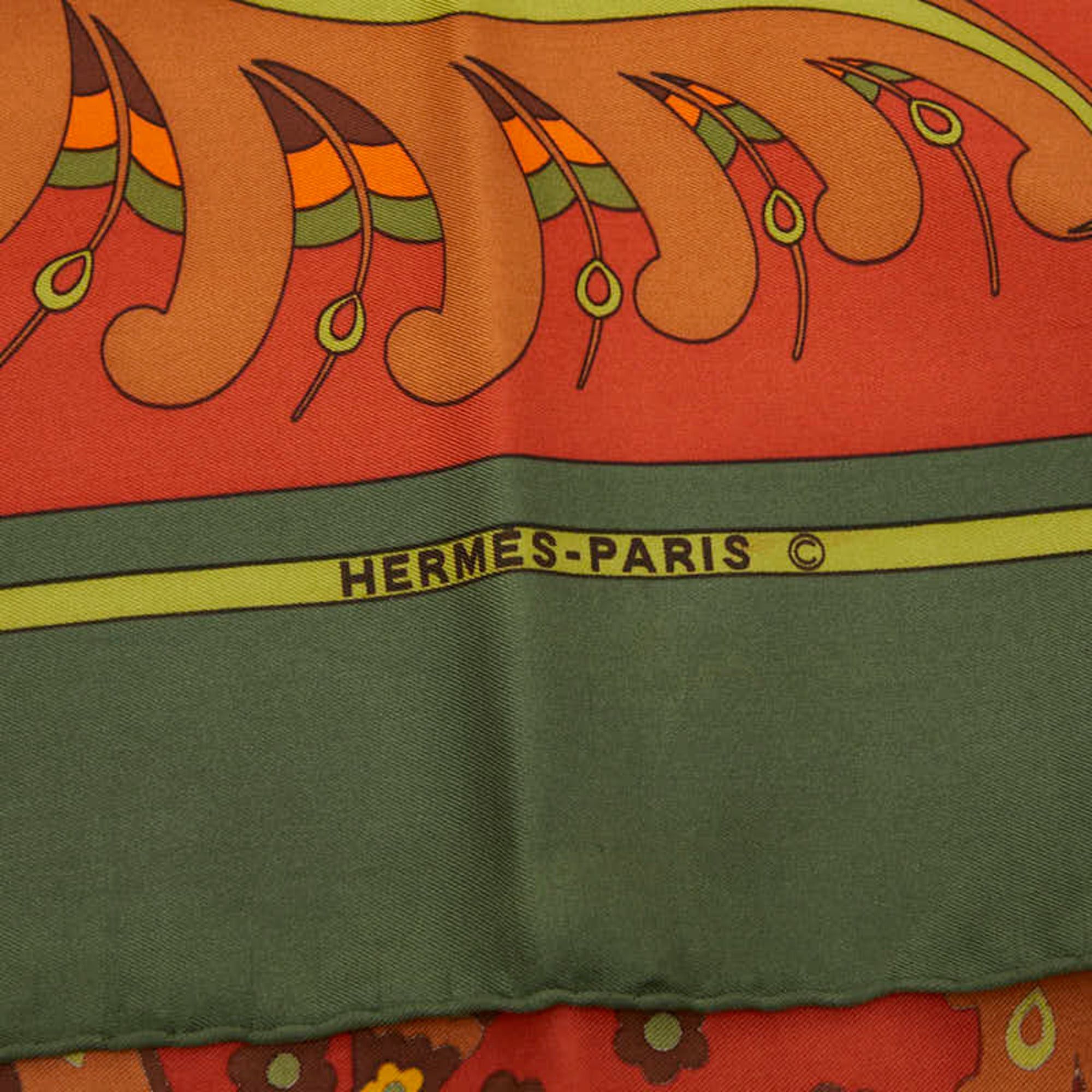 Hermes Hermes Carre 90 SKYROS Bird Peacock Scarf Muffler Green Multicolor Women's HERMES Size ONE SIZE - 6 Thumbnail