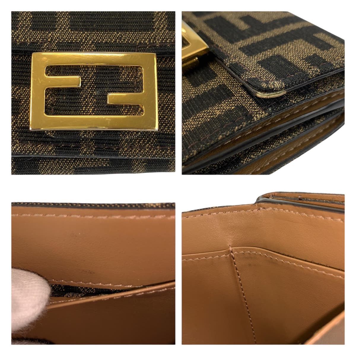 Fendi Fendi Fendi Baguette Micro Zucca Canvas Leather Wallet Textile Short Wallet 8M0395 DUTY FREE for USA Size ONE SIZE - 9 Thumbnail