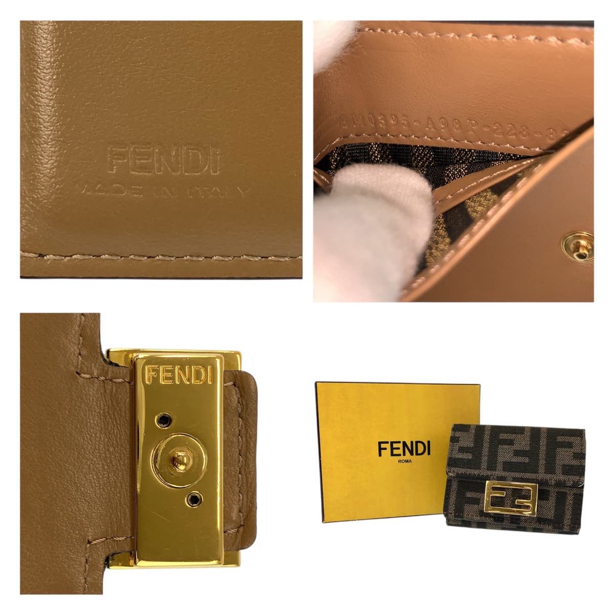 Fendi Fendi Fendi Baguette Micro Zucca Canvas Leather Wallet Textile Short Wallet 8M0395 DUTY FREE for USA Size ONE SIZE - 3 Thumbnail
