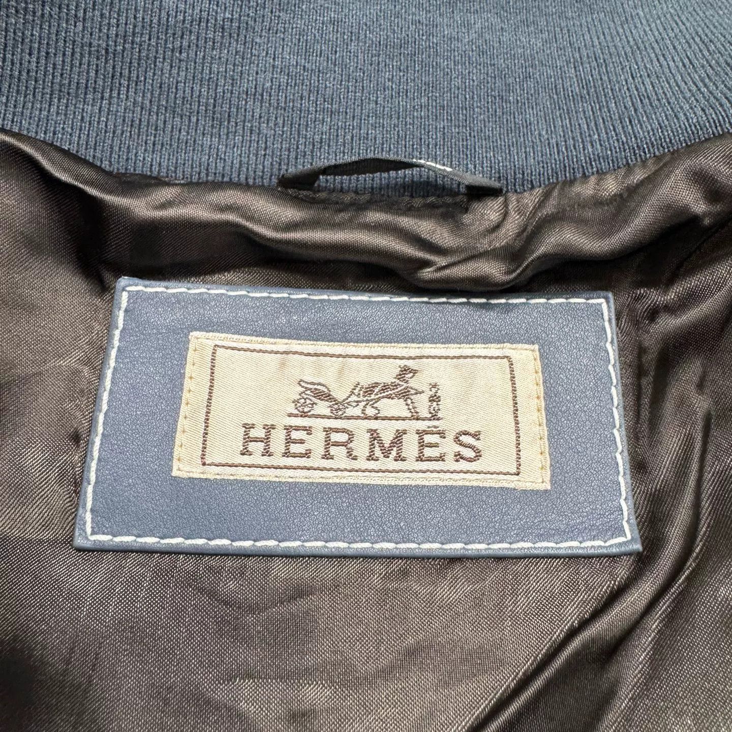 Hermes Hermes Dark Blue Leather Jacket Size US L / EU 52-54 / 3 - 2 Thumbnail