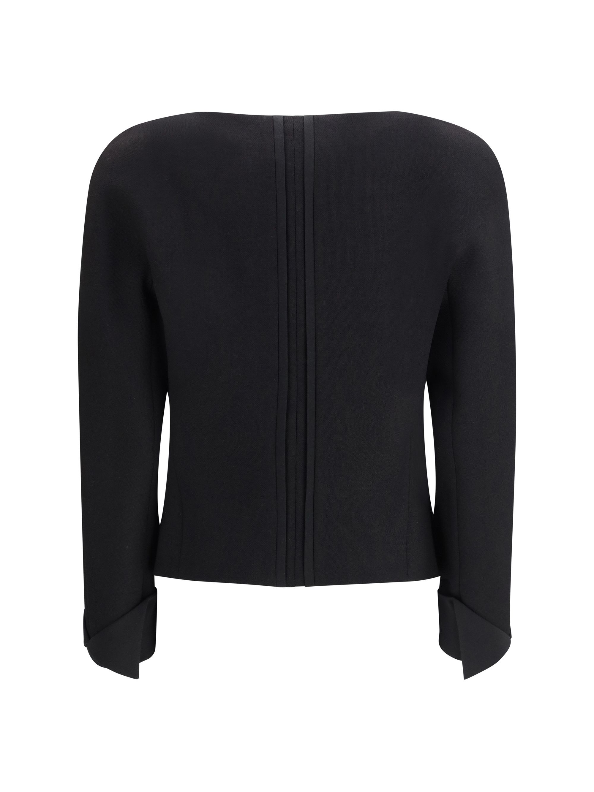 Chloe Collarless fitted Jacket in wool crêpe Size M / US 6-8 / IT 42-44 - 2 Thumbnail