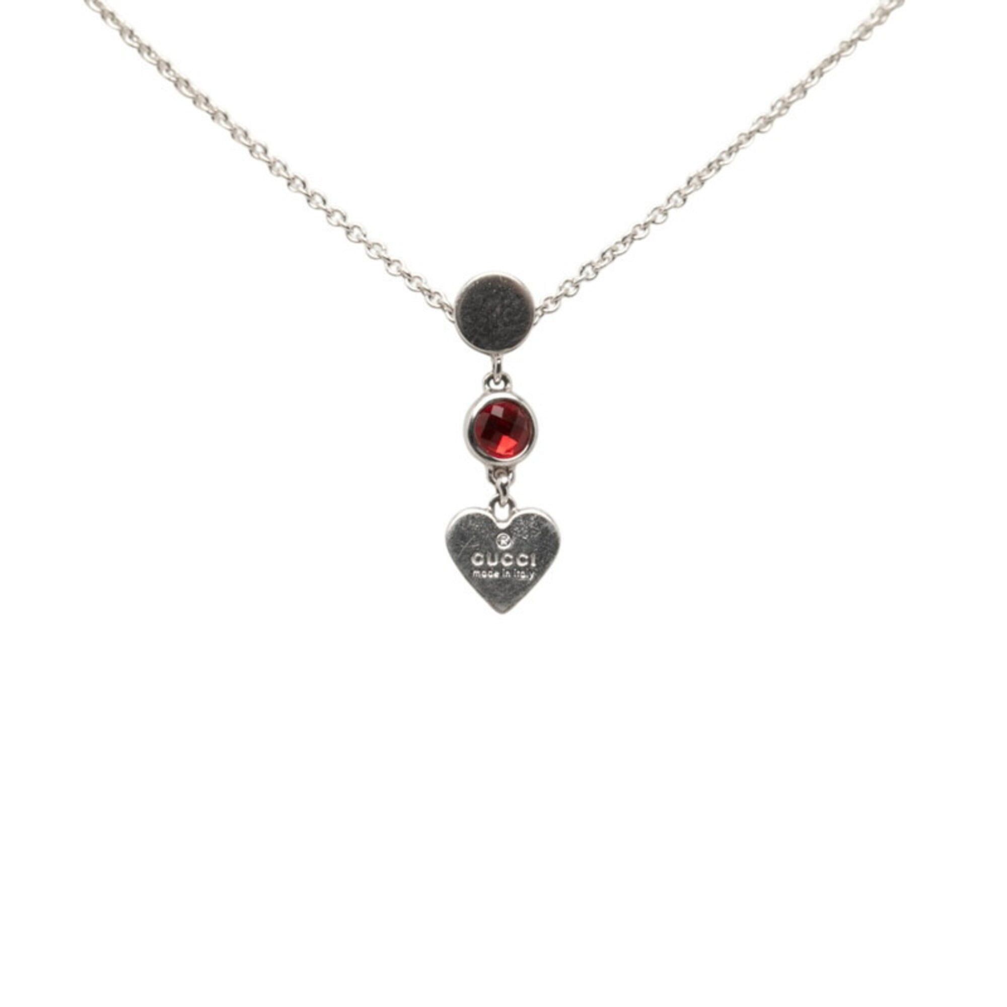 Gucci Gucci trademark drop pendant heart necklace 325871 08241 8166 silver red SV925 crystal women's GUCCI Size ONE SIZE - 2 Thumbnail