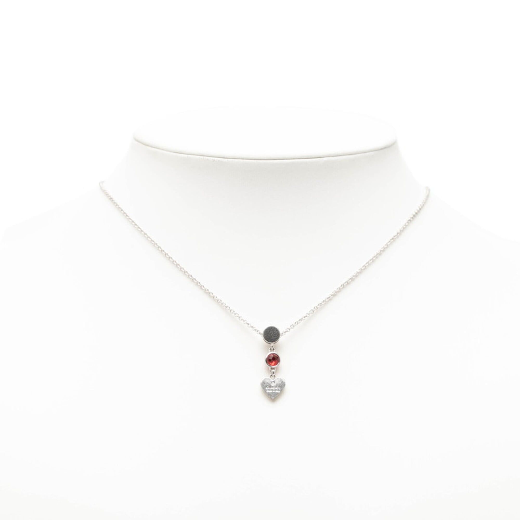 Gucci Gucci trademark drop pendant heart necklace 325871 08241 8166 silver red SV925 crystal women's GUCCI Size ONE SIZE - 5 Thumbnail